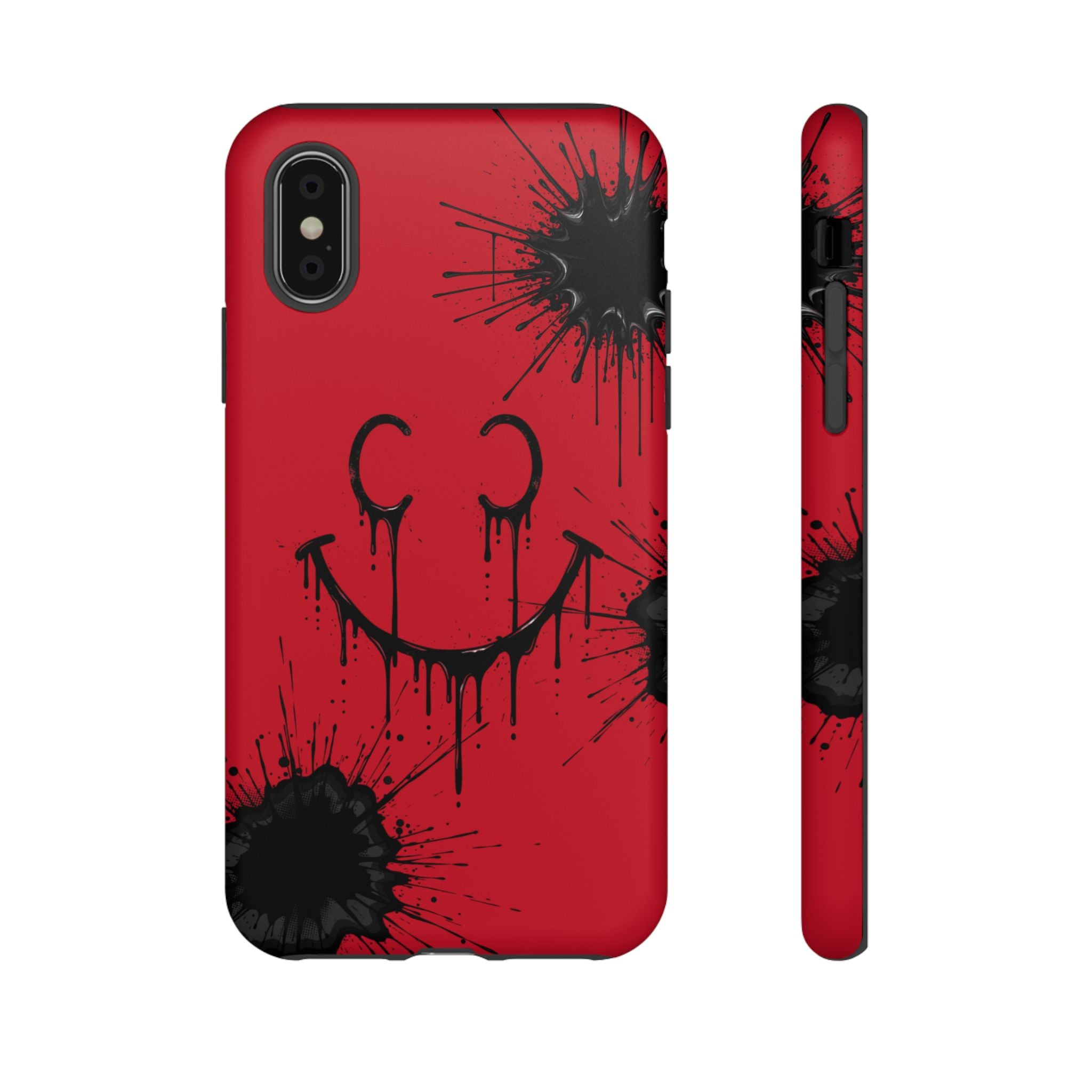 Protective Phone Case — Red Drip Smile Splatter Design