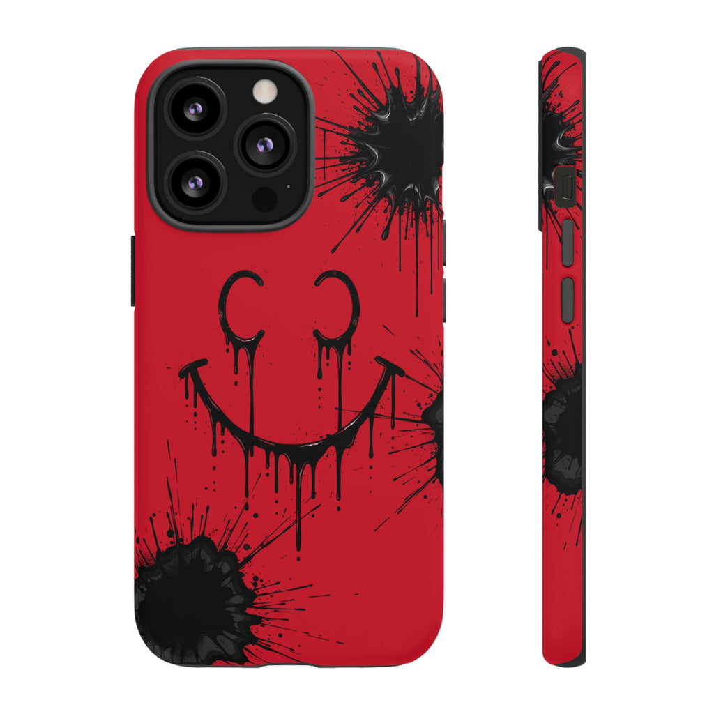 Protective Phone Case — Red Drip Smile Splatter Design