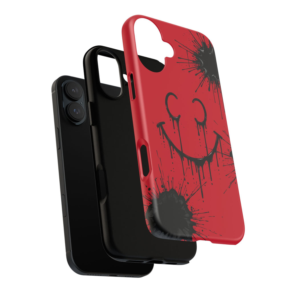Protective Phone Case — Red Drip Smile Splatter Design