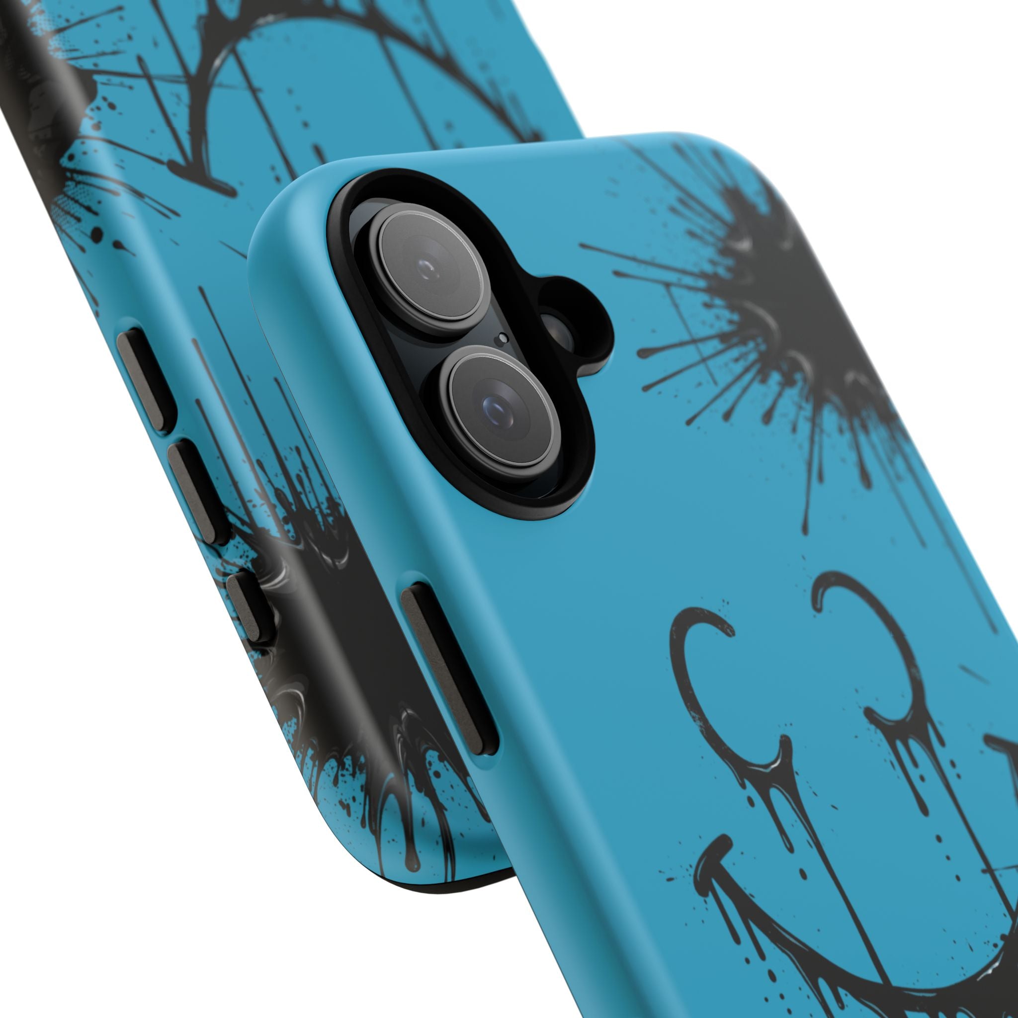Protective Phone Case — Blue Drip Smile Splatter Design