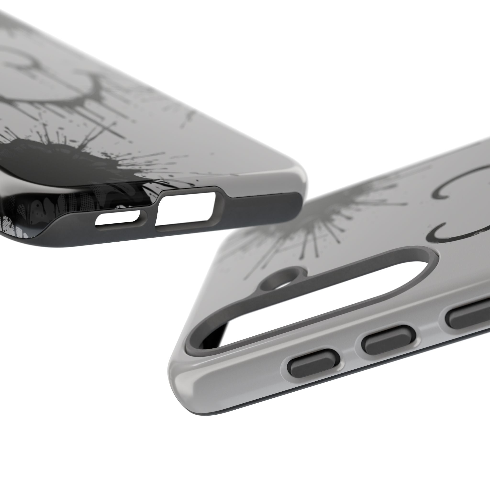 Protective Phone Case — Gray Drip Smile Splatter Design