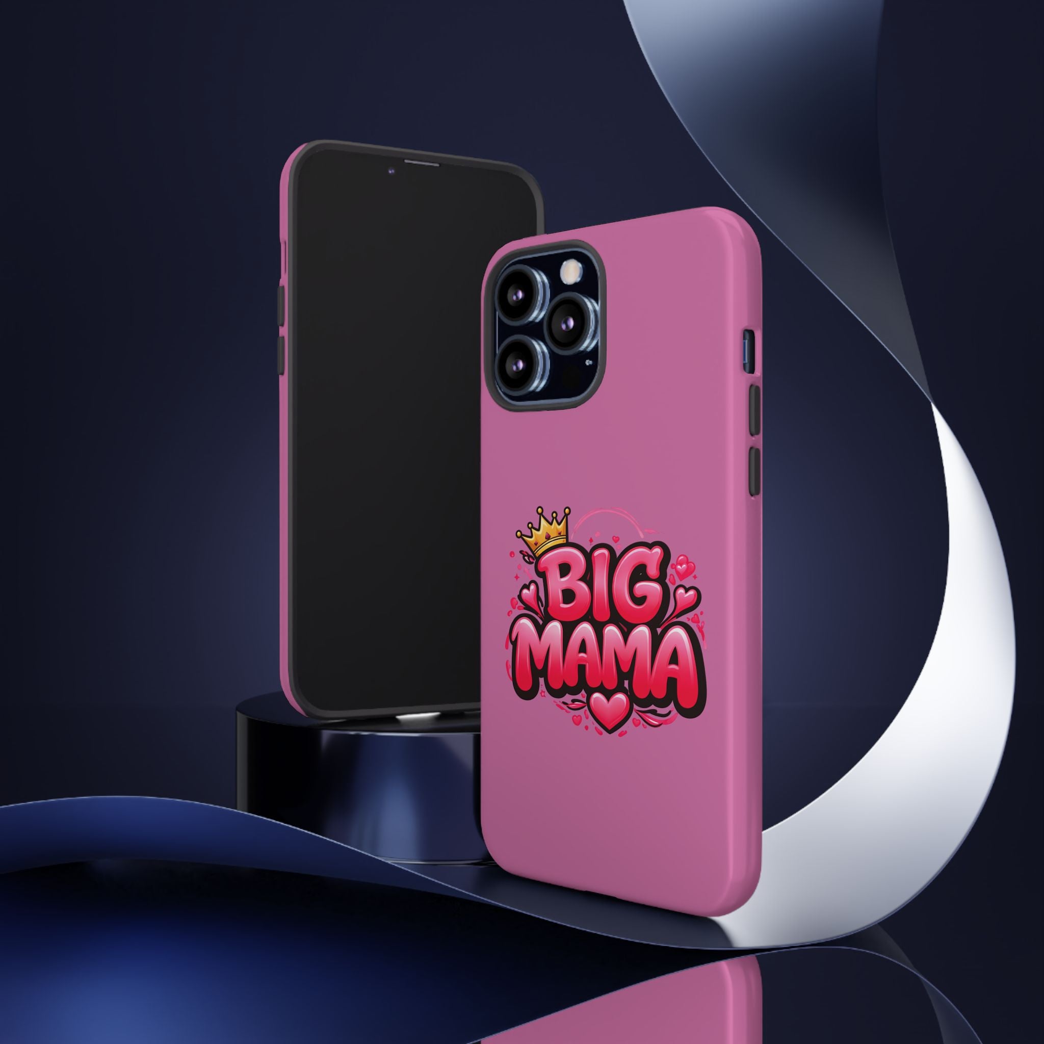 Big Mama Pink Phone Case — Cute Crowned Heart Graphic Tough Case