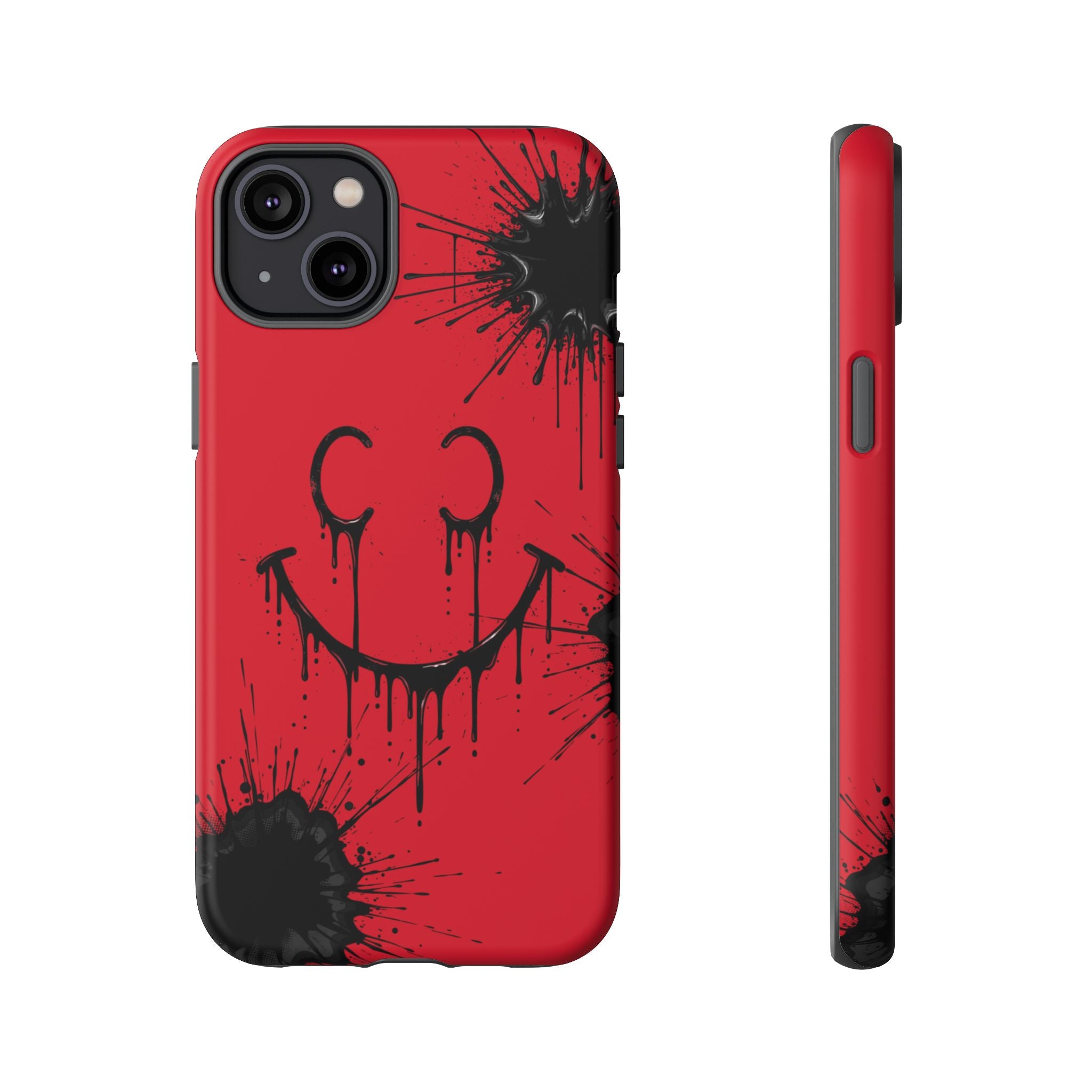 Protective Phone Case — Red Drip Smile Splatter Design