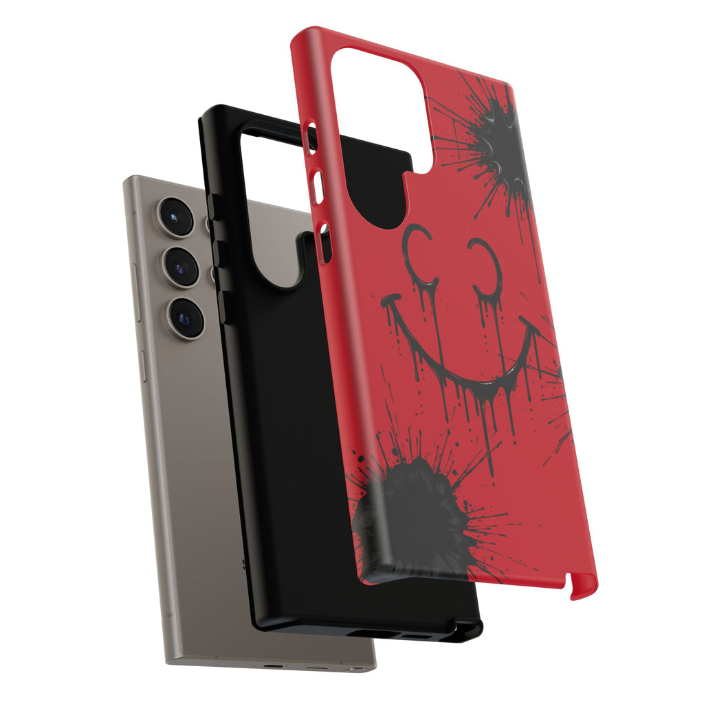 Protective Phone Case — Red Drip Smile Splatter Design