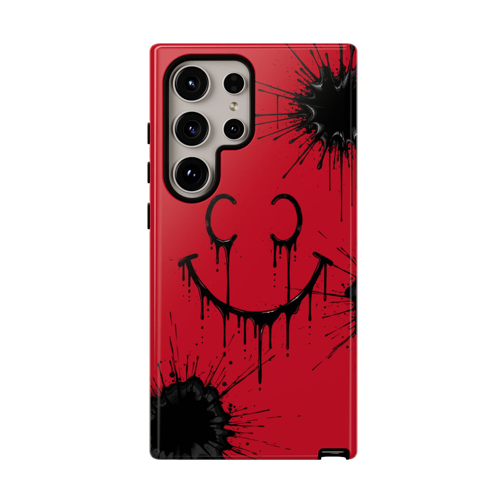 Protective Phone Case — Red Drip Smile Splatter Design
