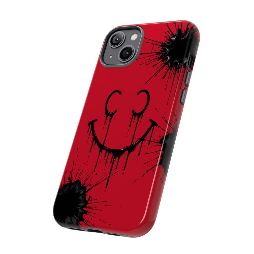 Protective Phone Case — Red Drip Smile Splatter Design