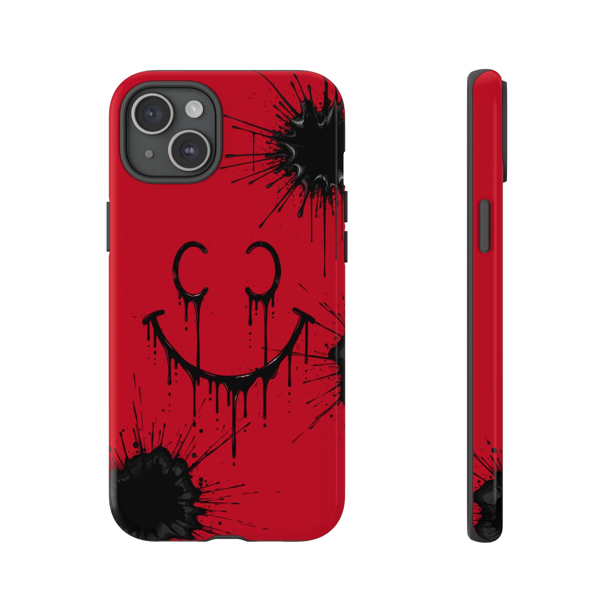 Protective Phone Case — Red Drip Smile Splatter Design