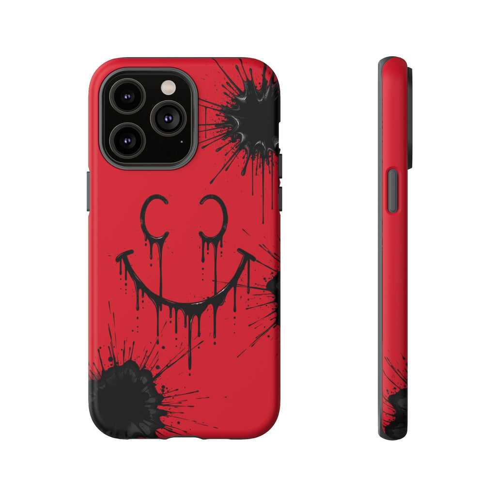 Protective Phone Case — Red Drip Smile Splatter Design