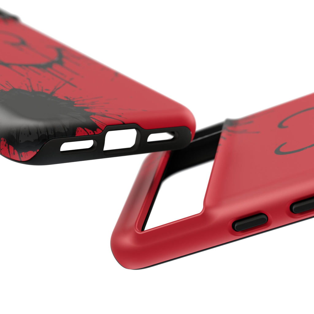 Protective Phone Case — Red Drip Smile Splatter Design
