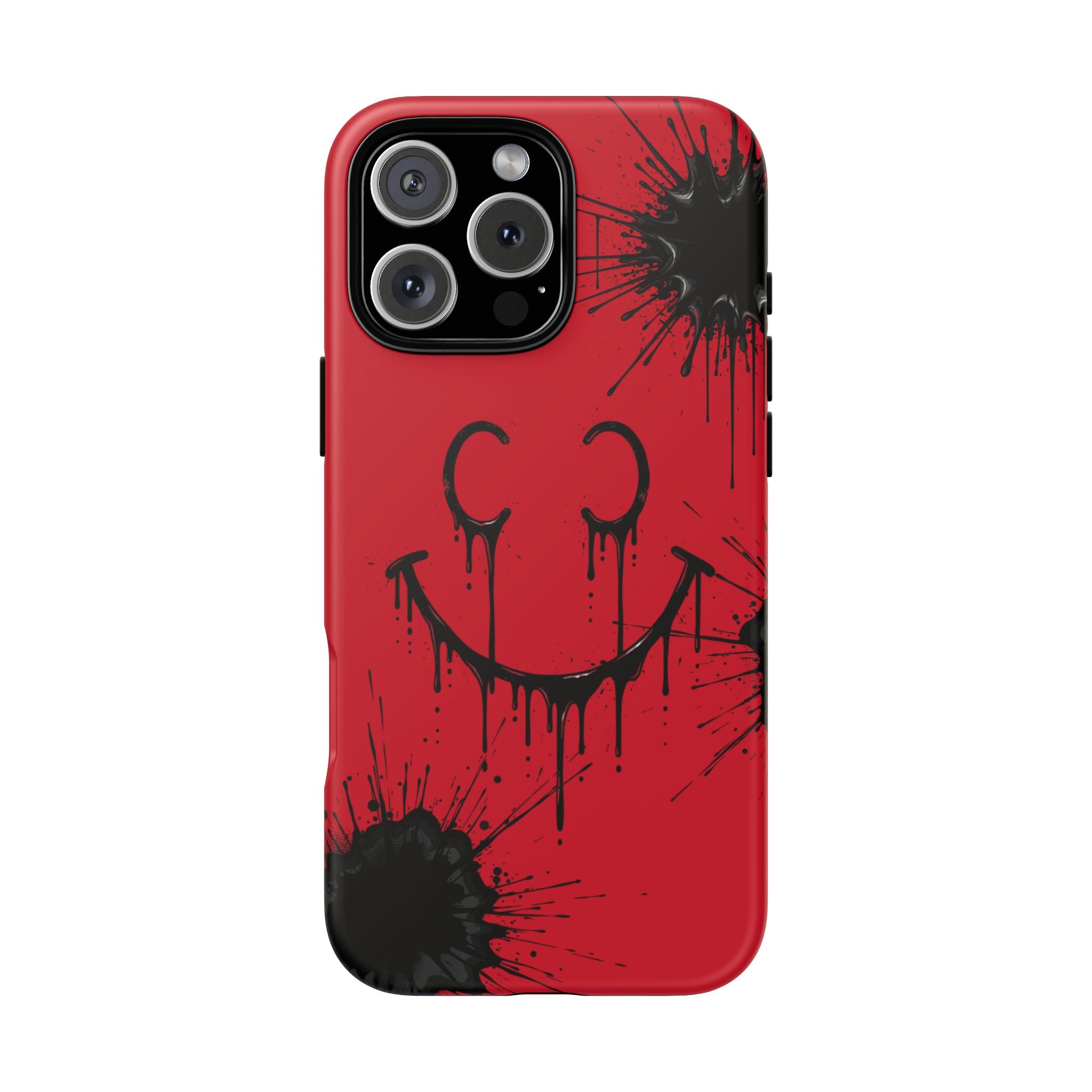 Protective Phone Case — Red Drip Smile Splatter Design