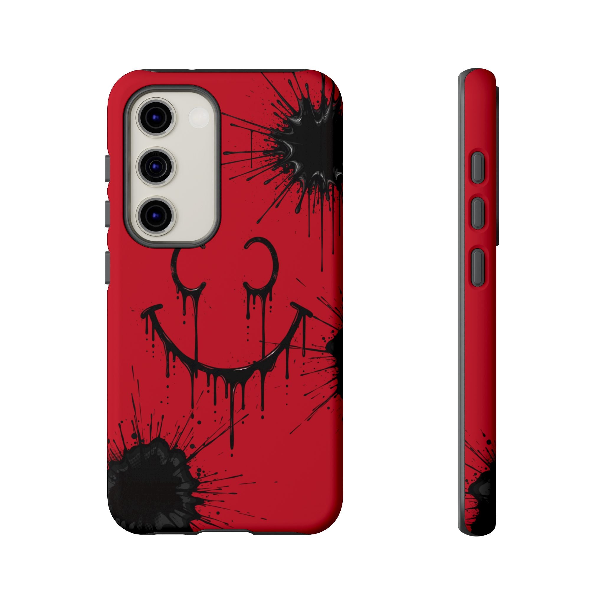 Protective Phone Case — Red Drip Smile Splatter Design