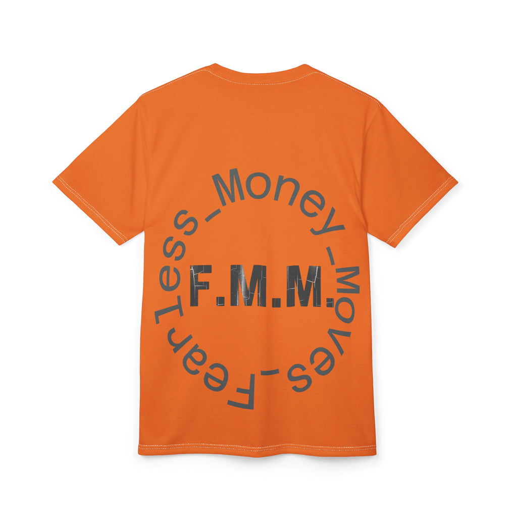 Orange FMM Money Stacks Tee — Graphic All-Over Print Shirt