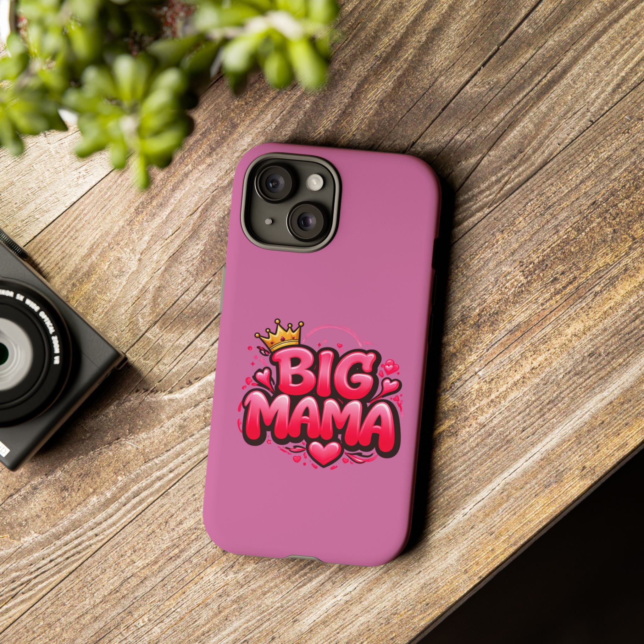 Big Mama Pink Phone Case — Cute Crowned Heart Graphic Tough Case