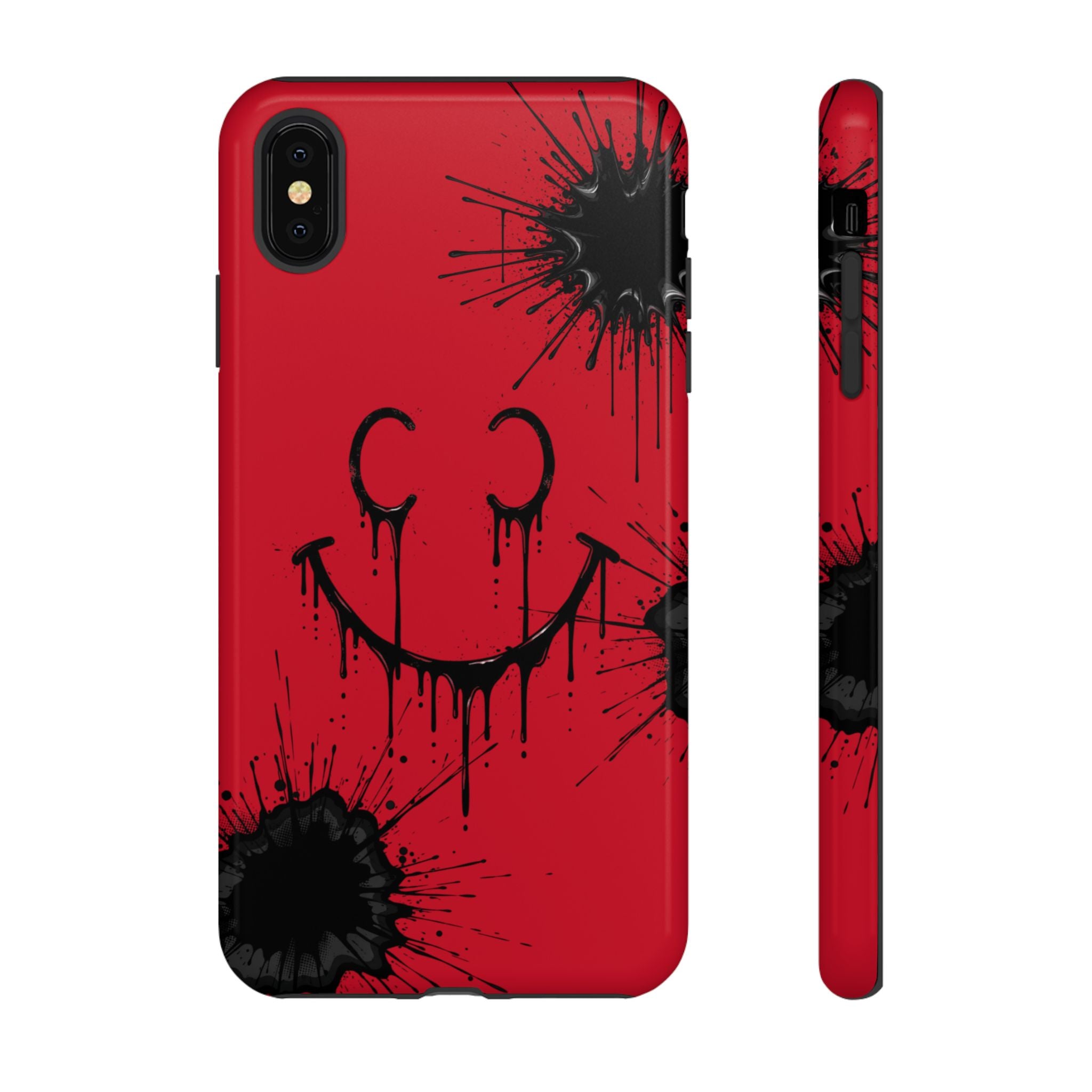Protective Phone Case — Red Drip Smile Splatter Design
