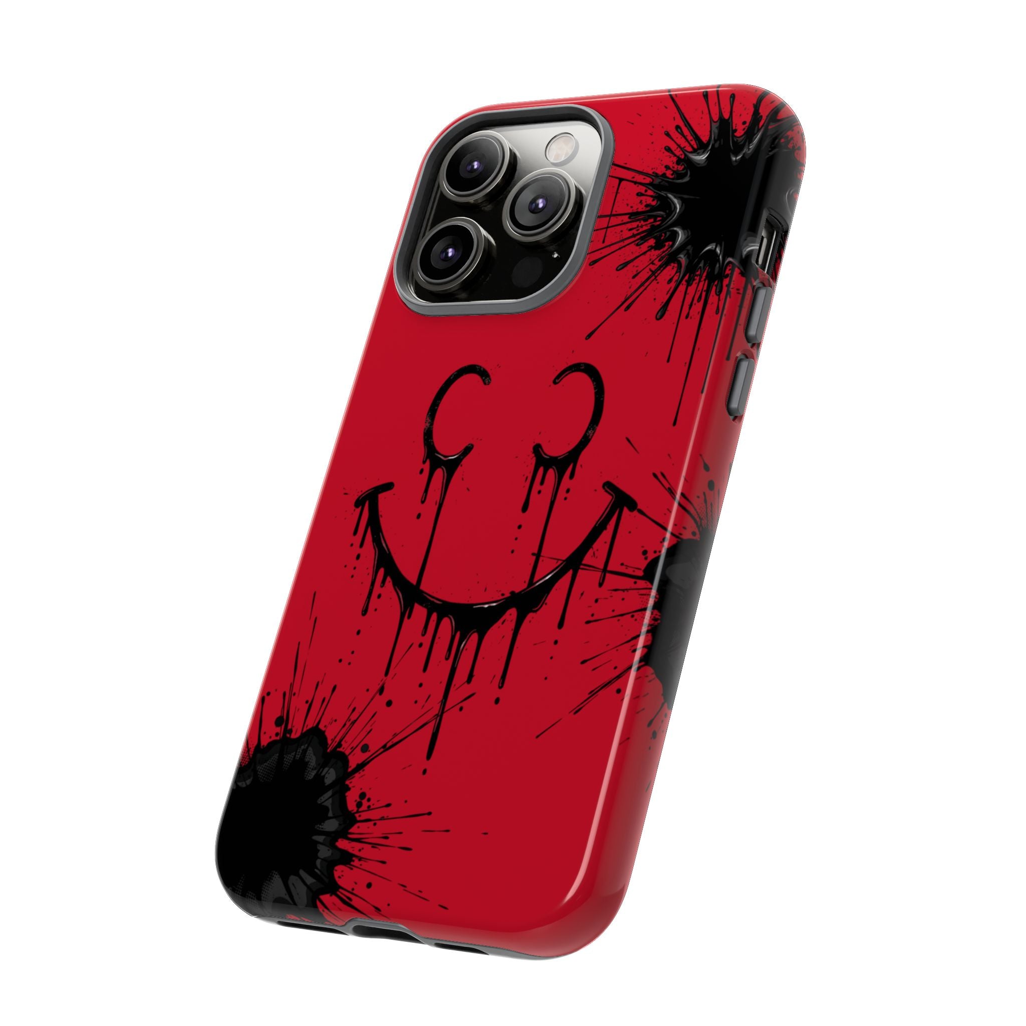 Protective Phone Case — Red Drip Smile Splatter Design