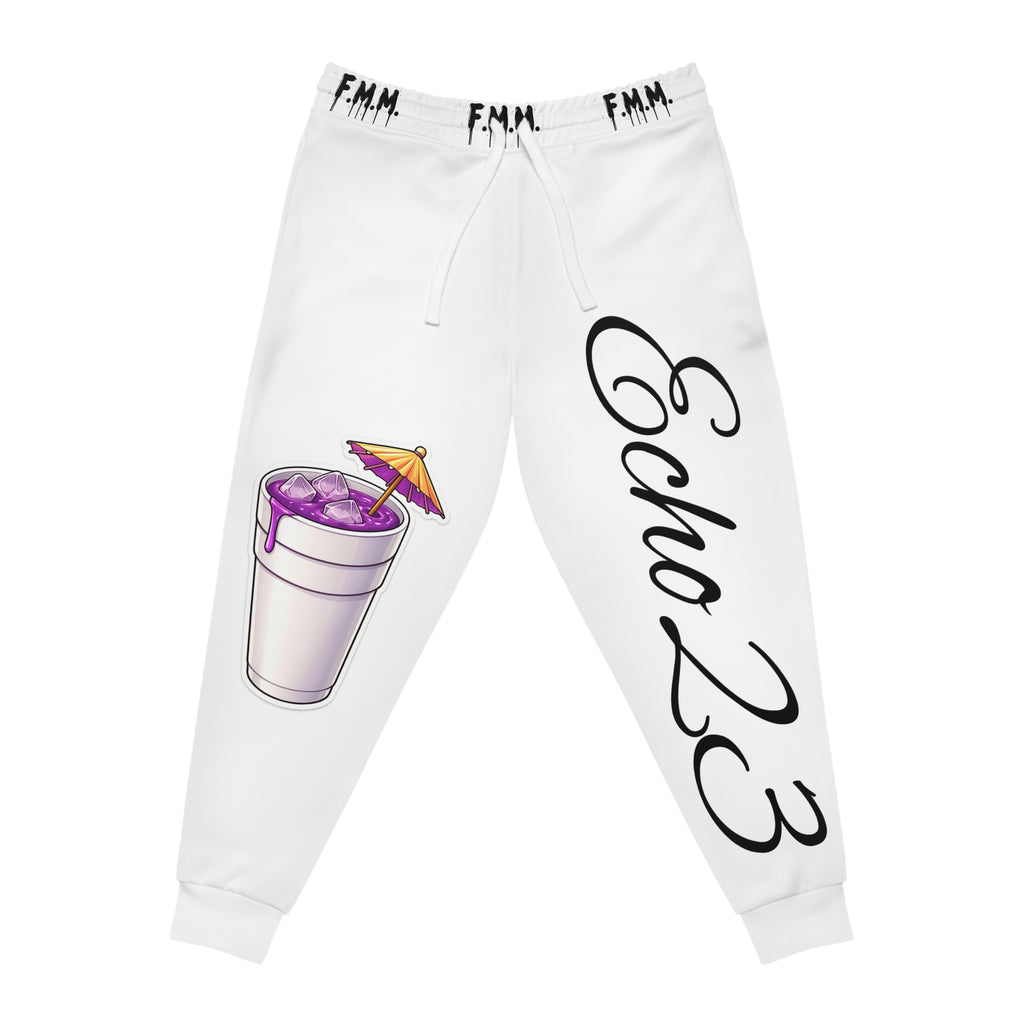 Echo 23 White Joggers with Purple Drink Graphic