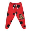 Ink Splatter Teddy Joggers — Grunge Athletic Sweatpants with Smiley Detail