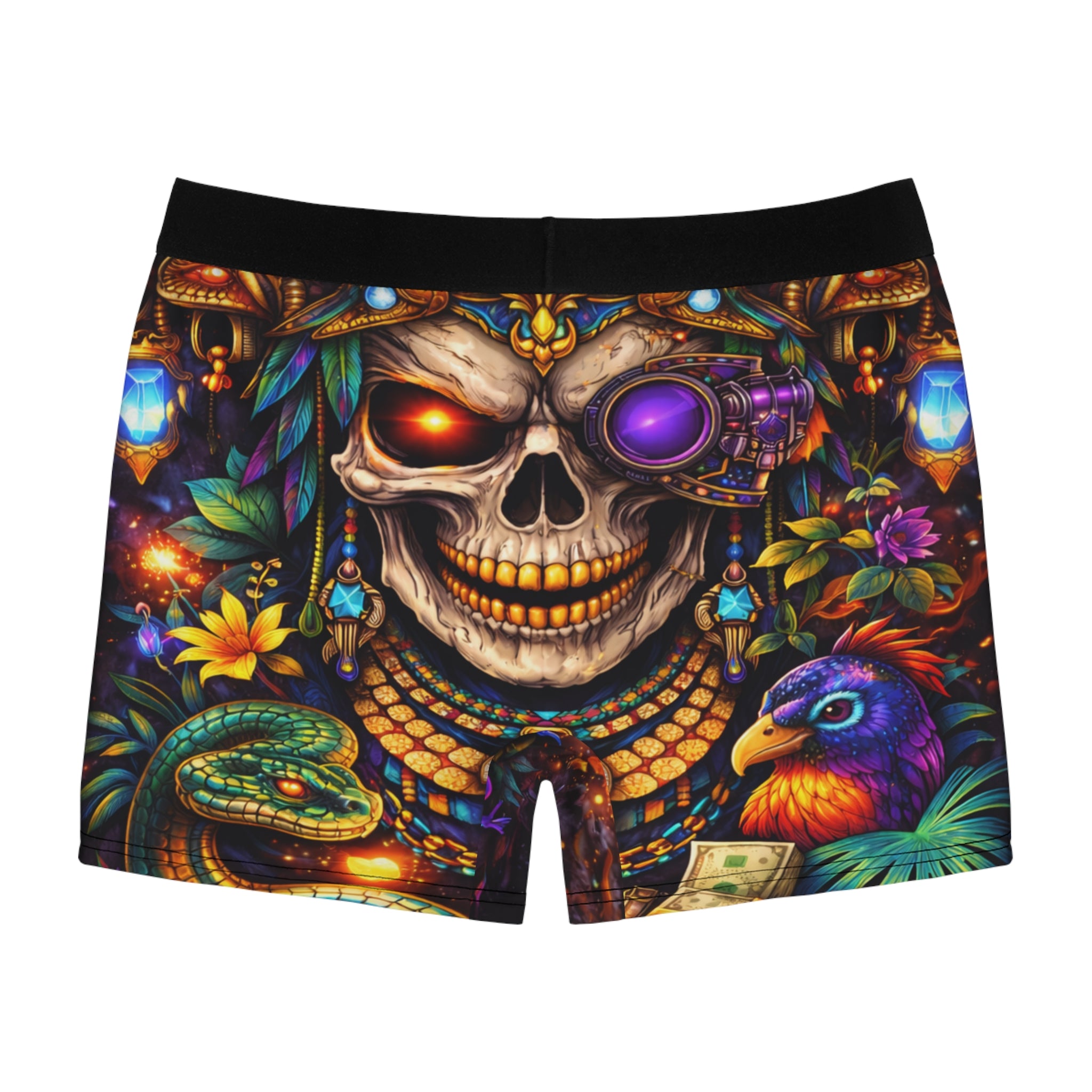 Skull & Jungle Boxer Briefs — Vibrant Day of the Dead AOP Men’s Underwear
