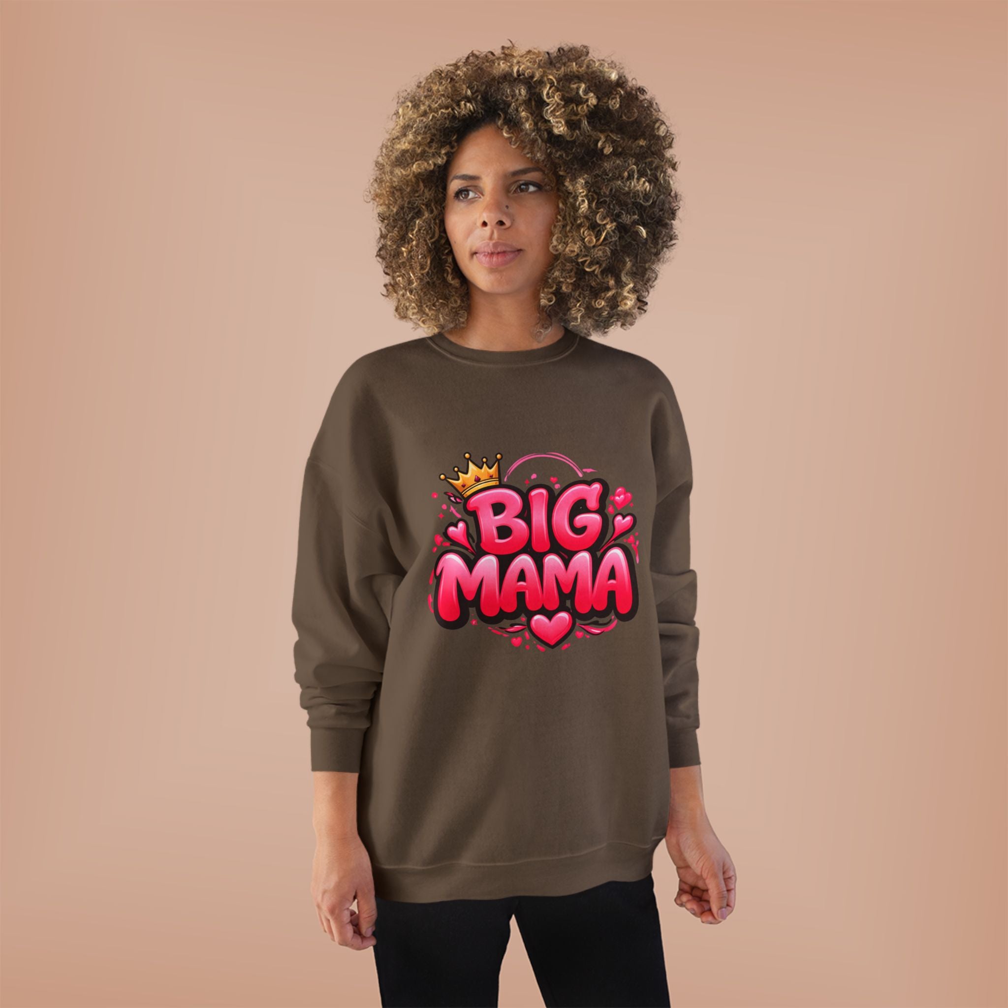 Big Mama Crewneck Sweatshirt — Pink Crown Graphic Mom Gift