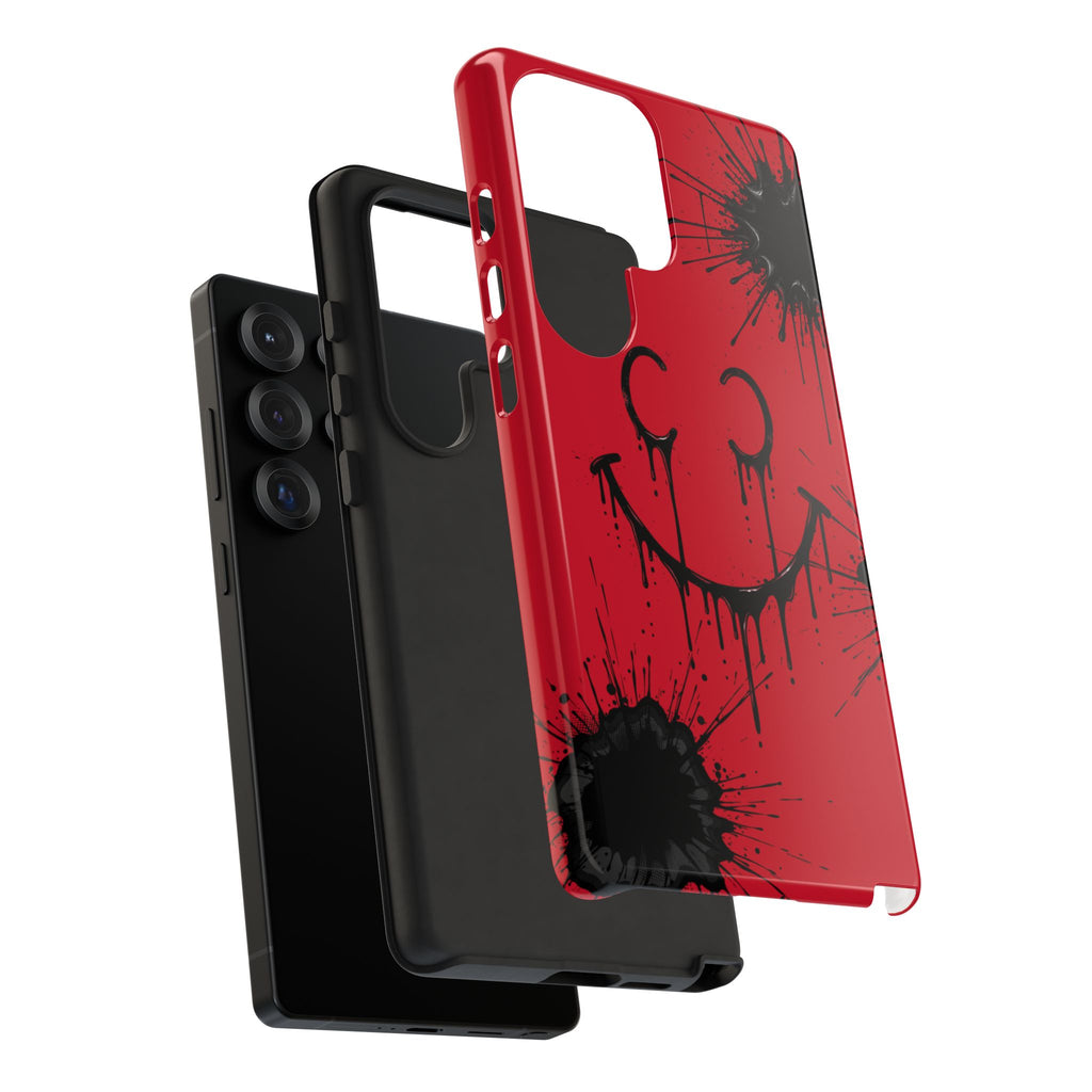Protective Phone Case — Red Drip Smile Splatter Design