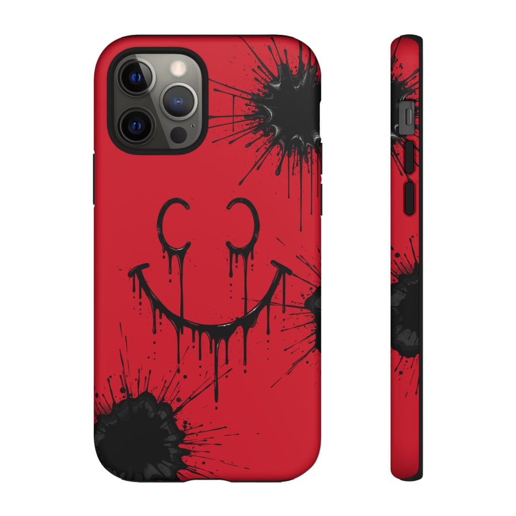 Protective Phone Case — Red Drip Smile Splatter Design