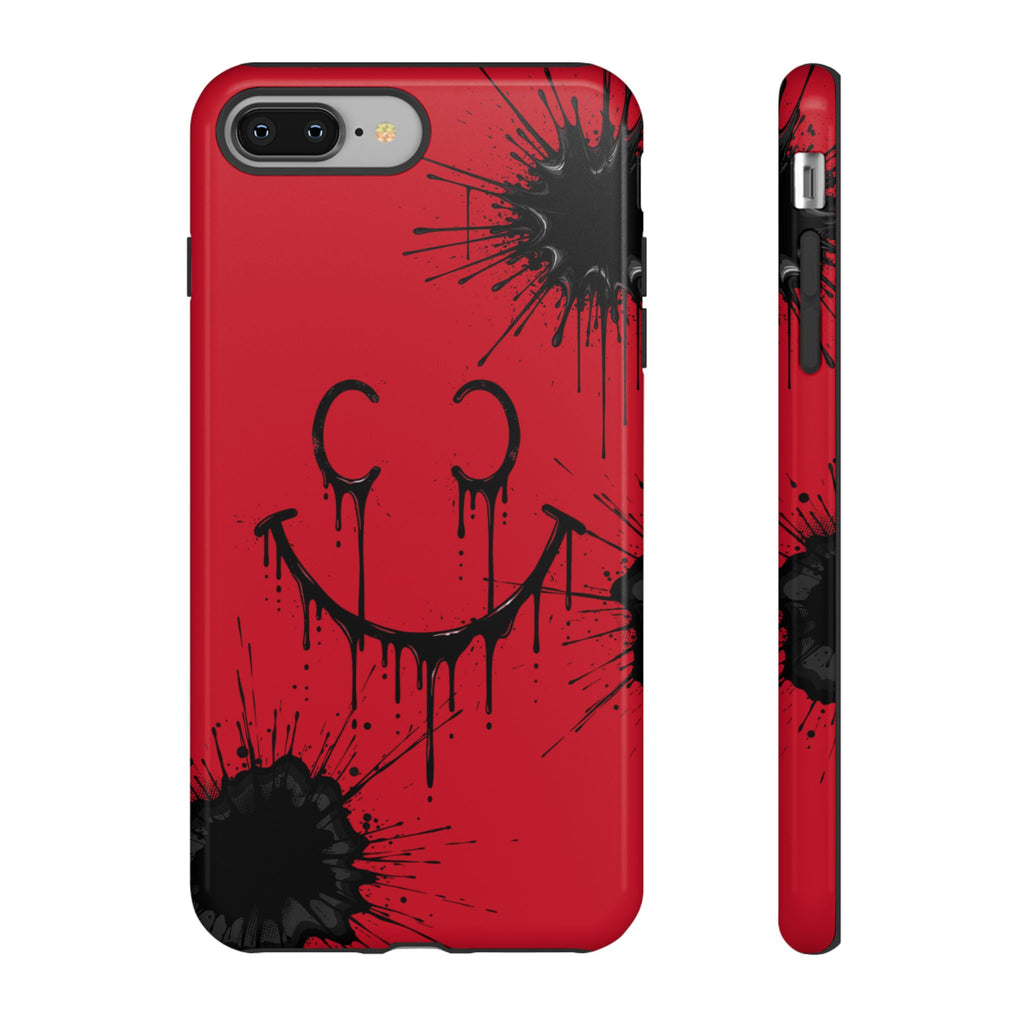 Protective Phone Case — Red Drip Smile Splatter Design