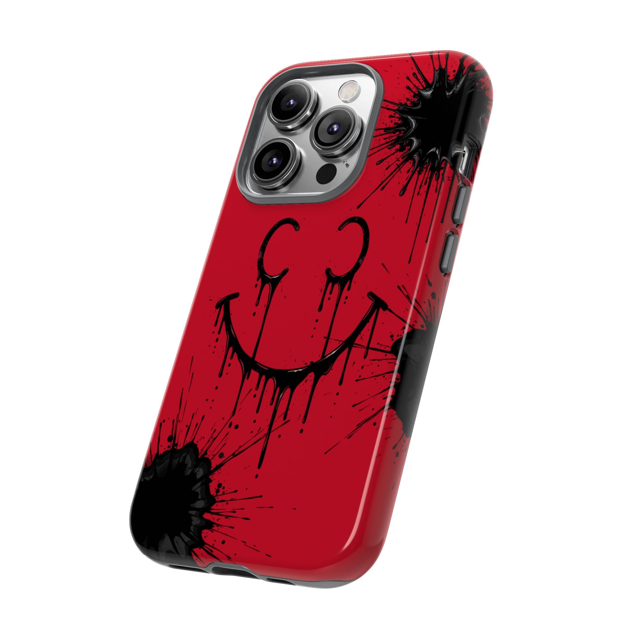 Protective Phone Case — Red Drip Smile Splatter Design