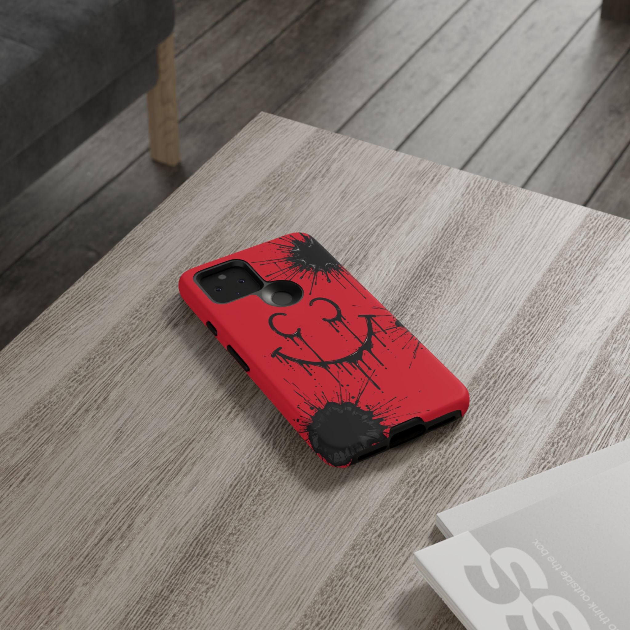 Protective Phone Case — Red Drip Smile Splatter Design