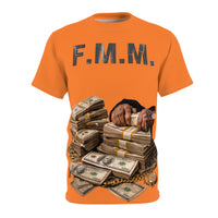 Orange FMM Money Stacks Tee — Graphic All-Over Print Shirt