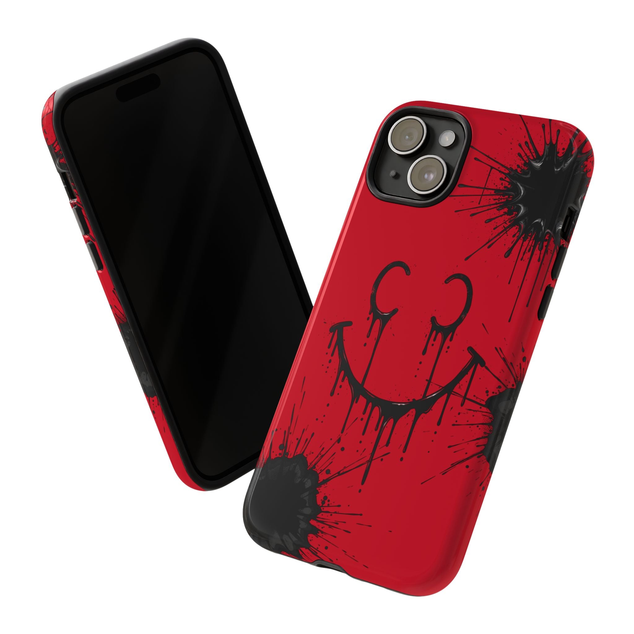 Protective Phone Case — Red Drip Smile Splatter Design