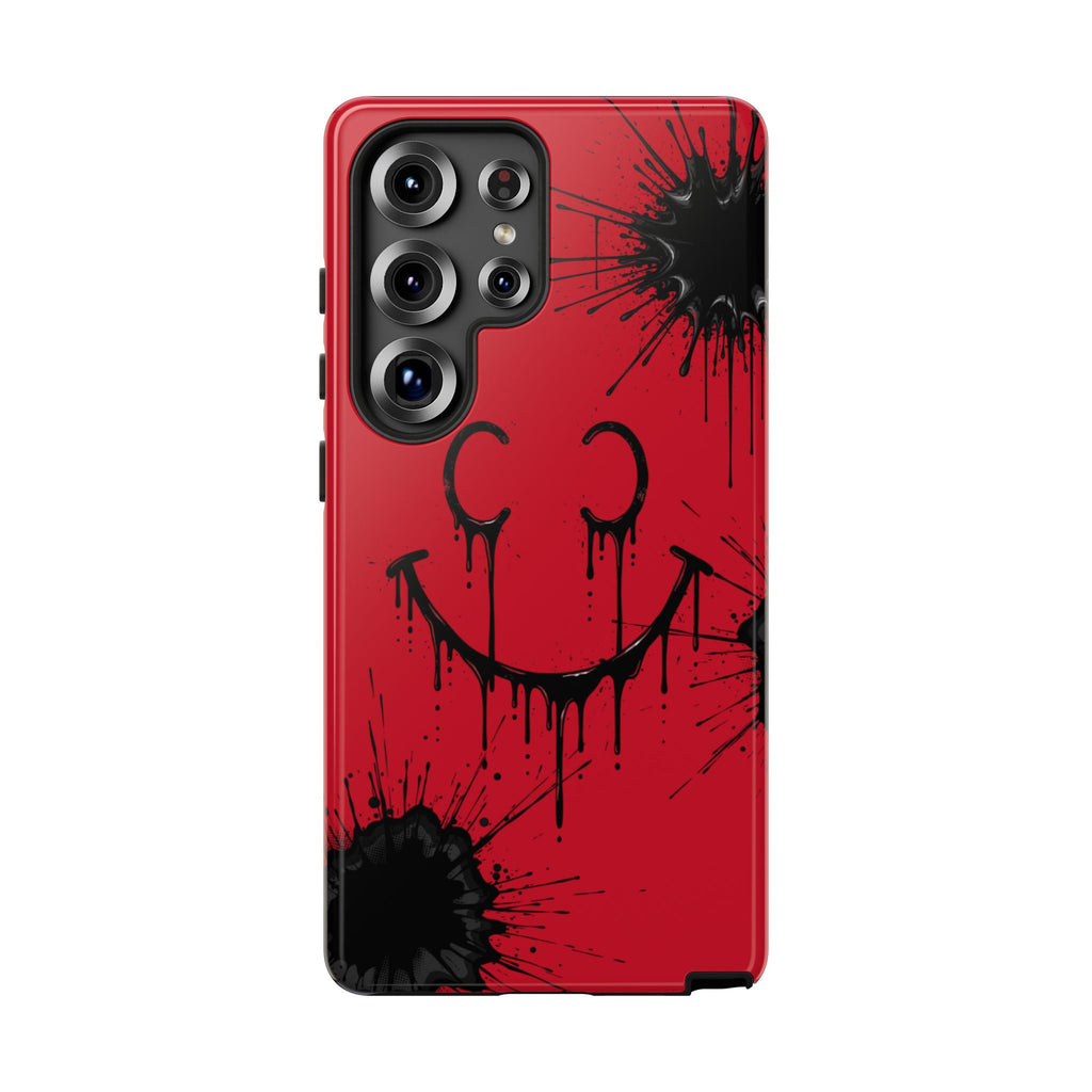 Protective Phone Case — Red Drip Smile Splatter Design