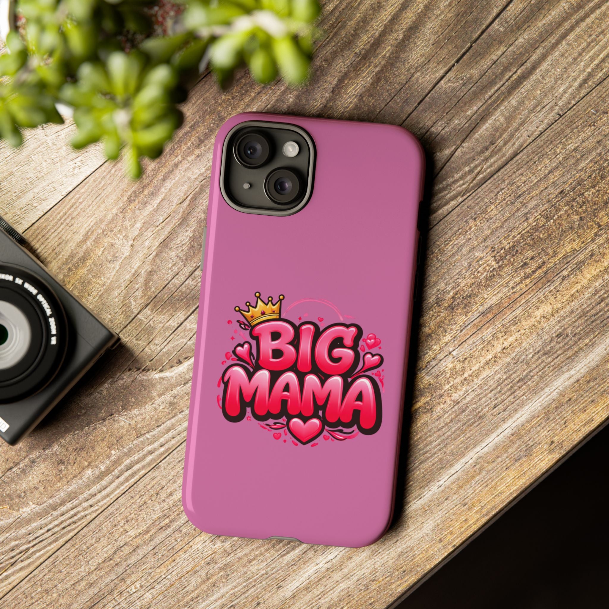 Big Mama Pink Phone Case — Cute Crowned Heart Graphic Tough Case