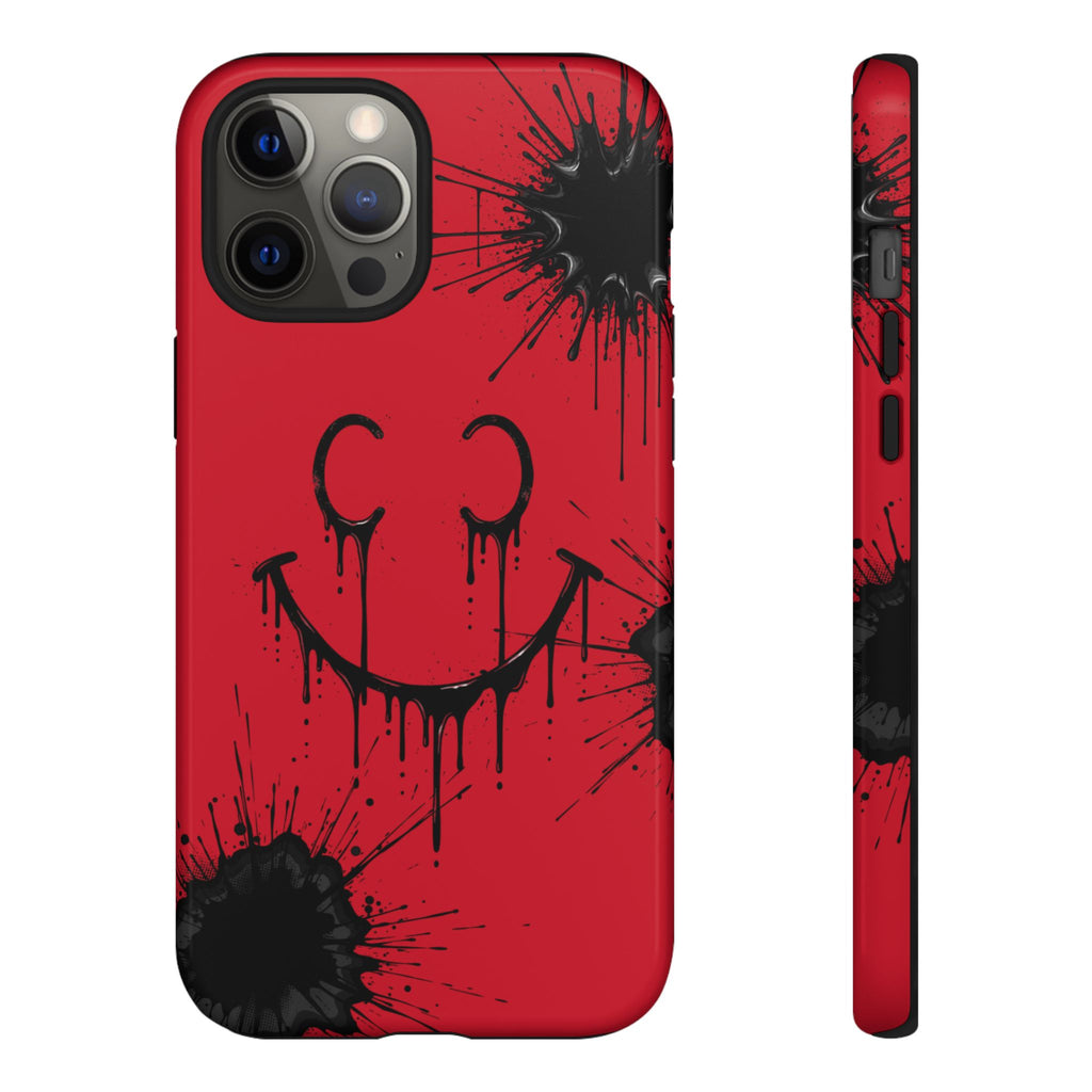 Protective Phone Case — Red Drip Smile Splatter Design