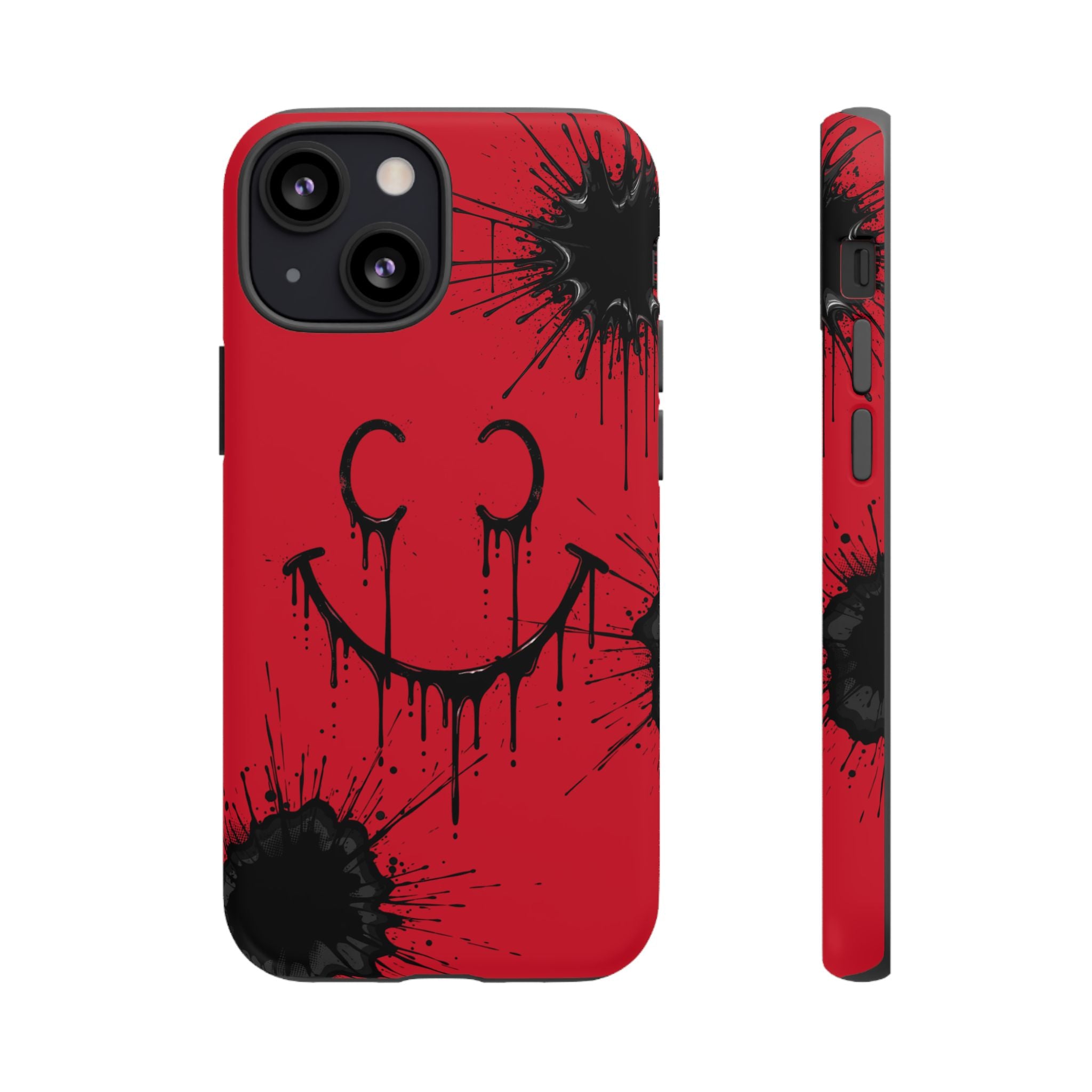 Protective Phone Case — Red Drip Smile Splatter Design