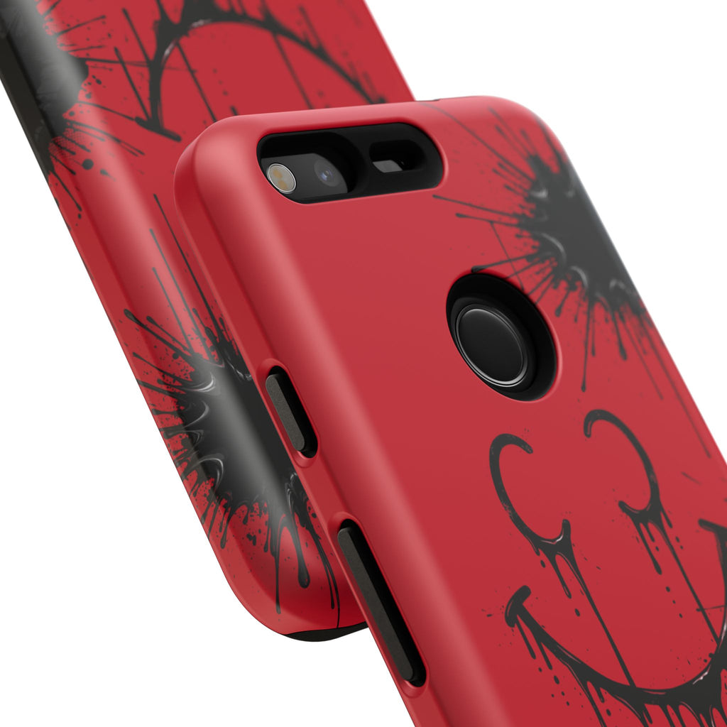 Protective Phone Case — Red Drip Smile Splatter Design