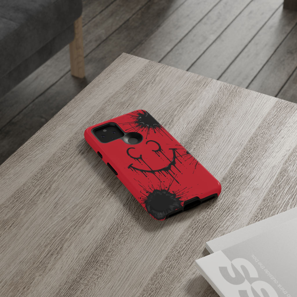 Protective Phone Case — Red Drip Smile Splatter Design