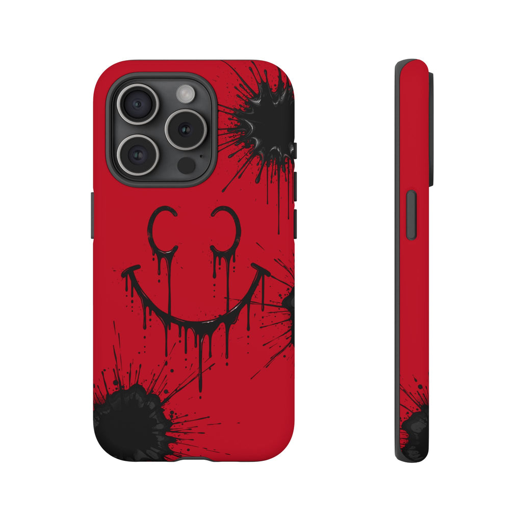 Protective Phone Case — Red Drip Smile Splatter Design