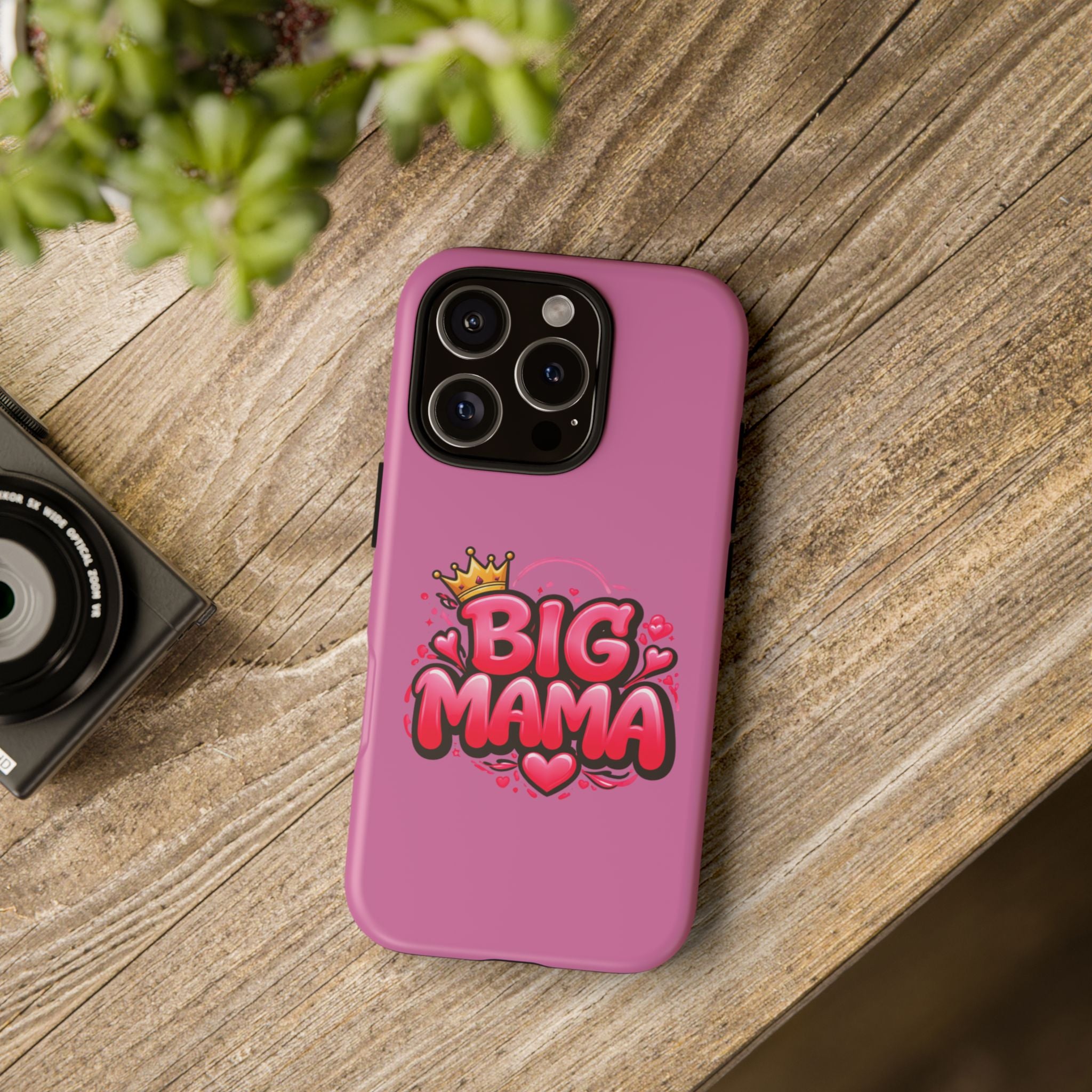 Big Mama Pink Phone Case — Cute Crowned Heart Graphic Tough Case