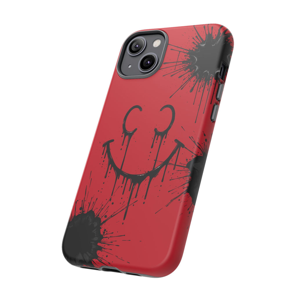 Protective Phone Case — Red Drip Smile Splatter Design