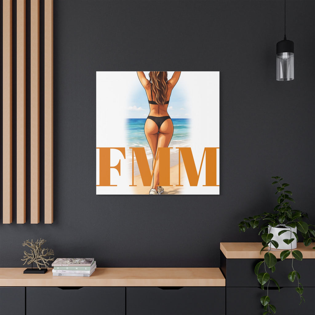 Canvas Wall Art – Beach Bikini Poster with 'FMM' Typography