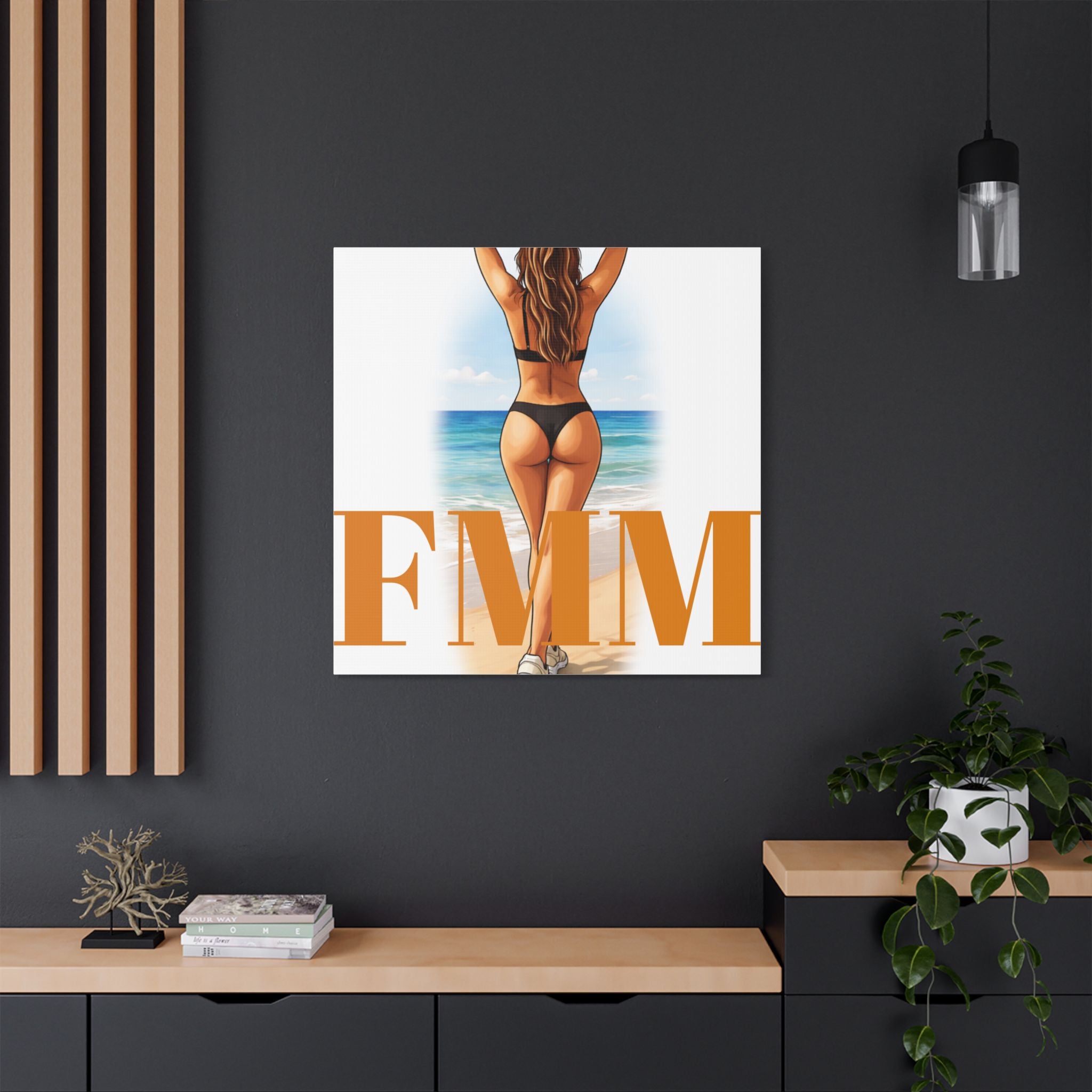 Canvas Wall Art – Beach Bikini Poster with 'FMM' Typography