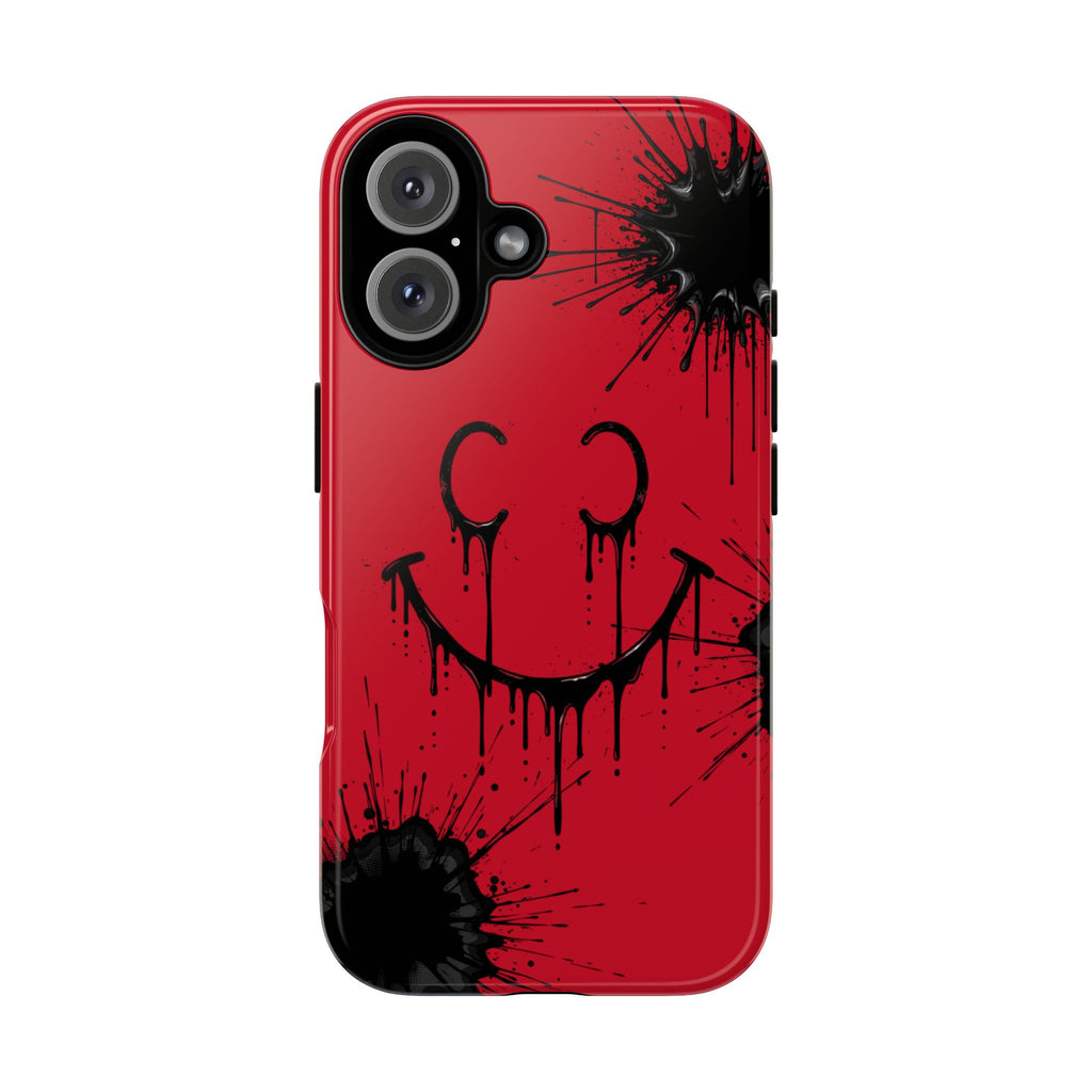 Protective Phone Case — Red Drip Smile Splatter Design