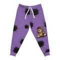 Ink Splatter Teddy Joggers — Grunge Athletic Sweatpants with Smiley Detail