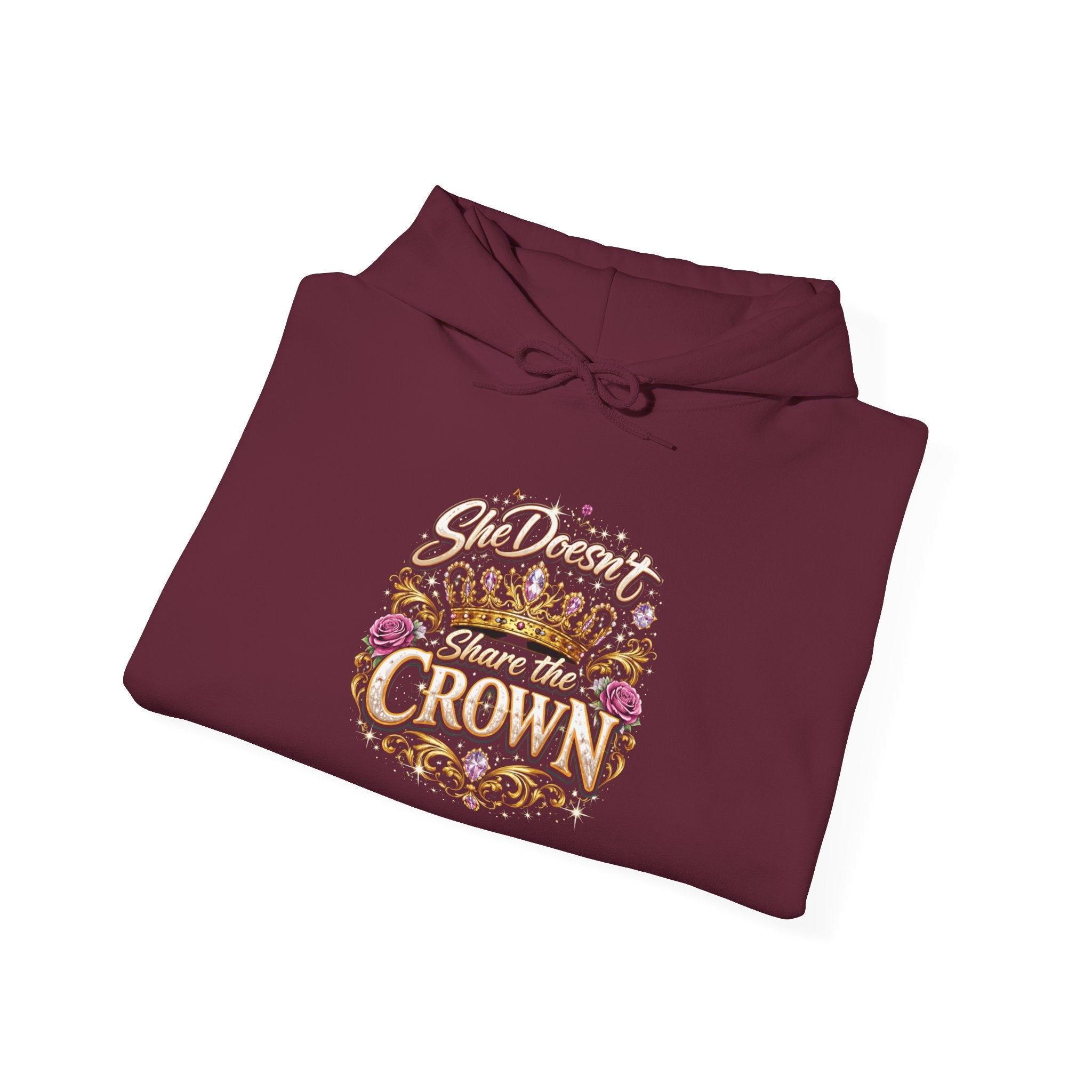 Hoodie — "She Doesn't Wear a Crown, She Wears It" Floral Empowerment Pullover