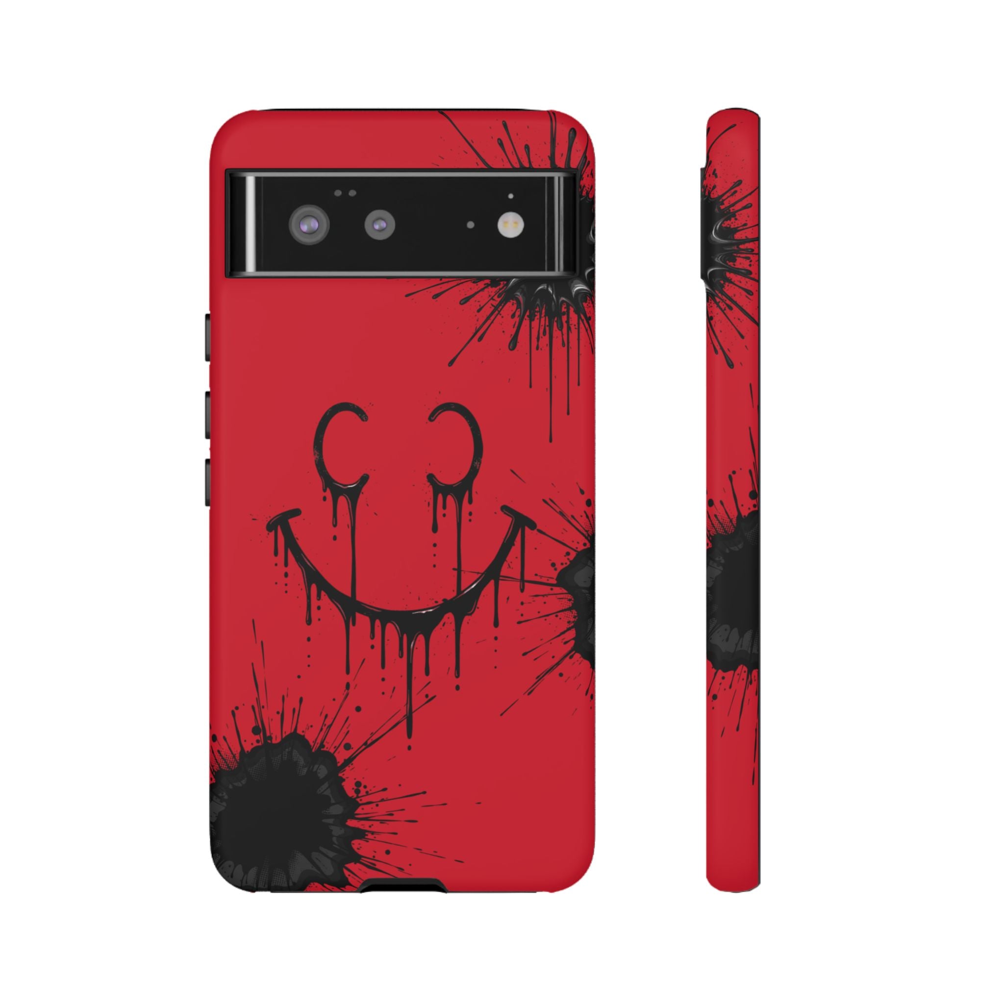 Protective Phone Case — Red Drip Smile Splatter Design