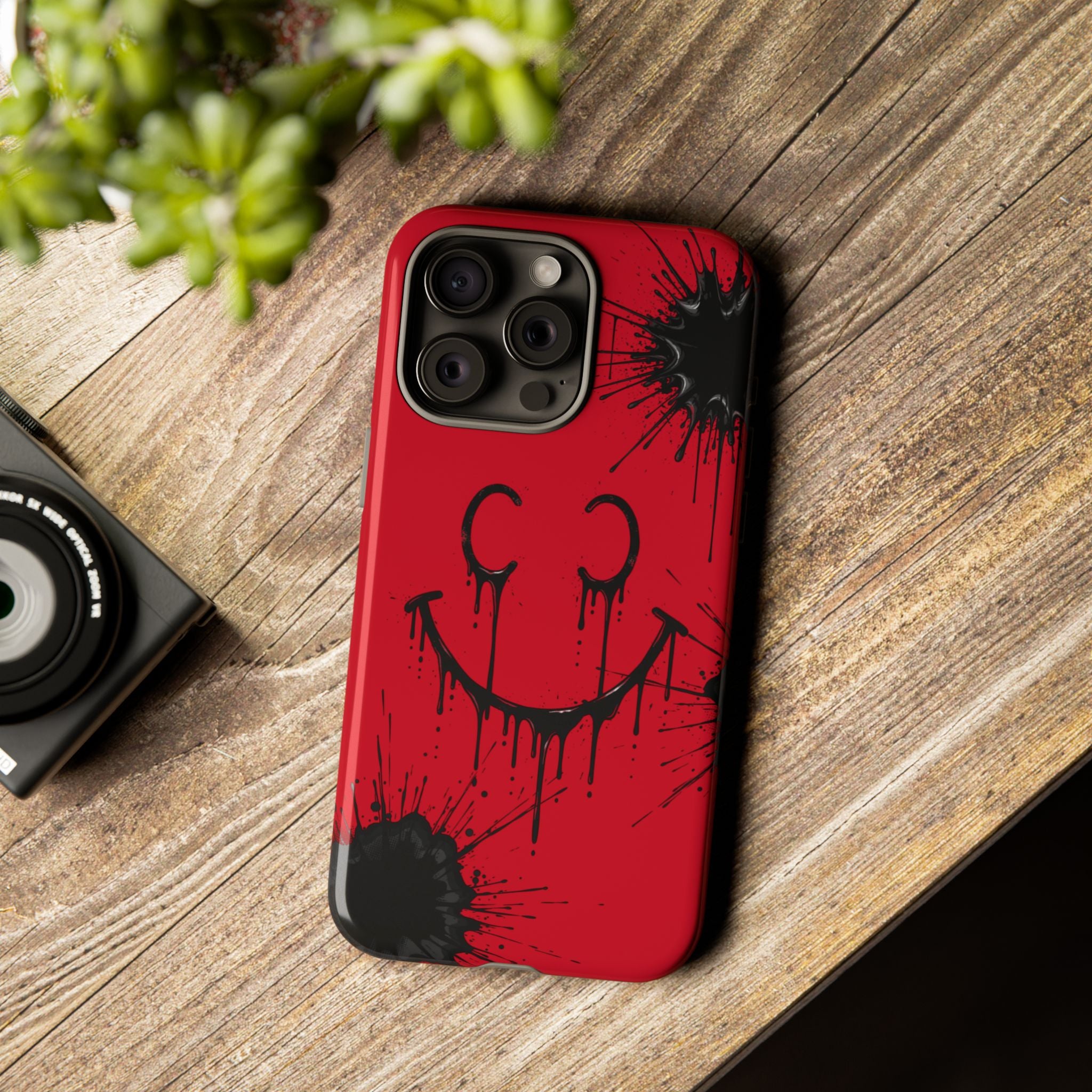 Protective Phone Case — Red Drip Smile Splatter Design