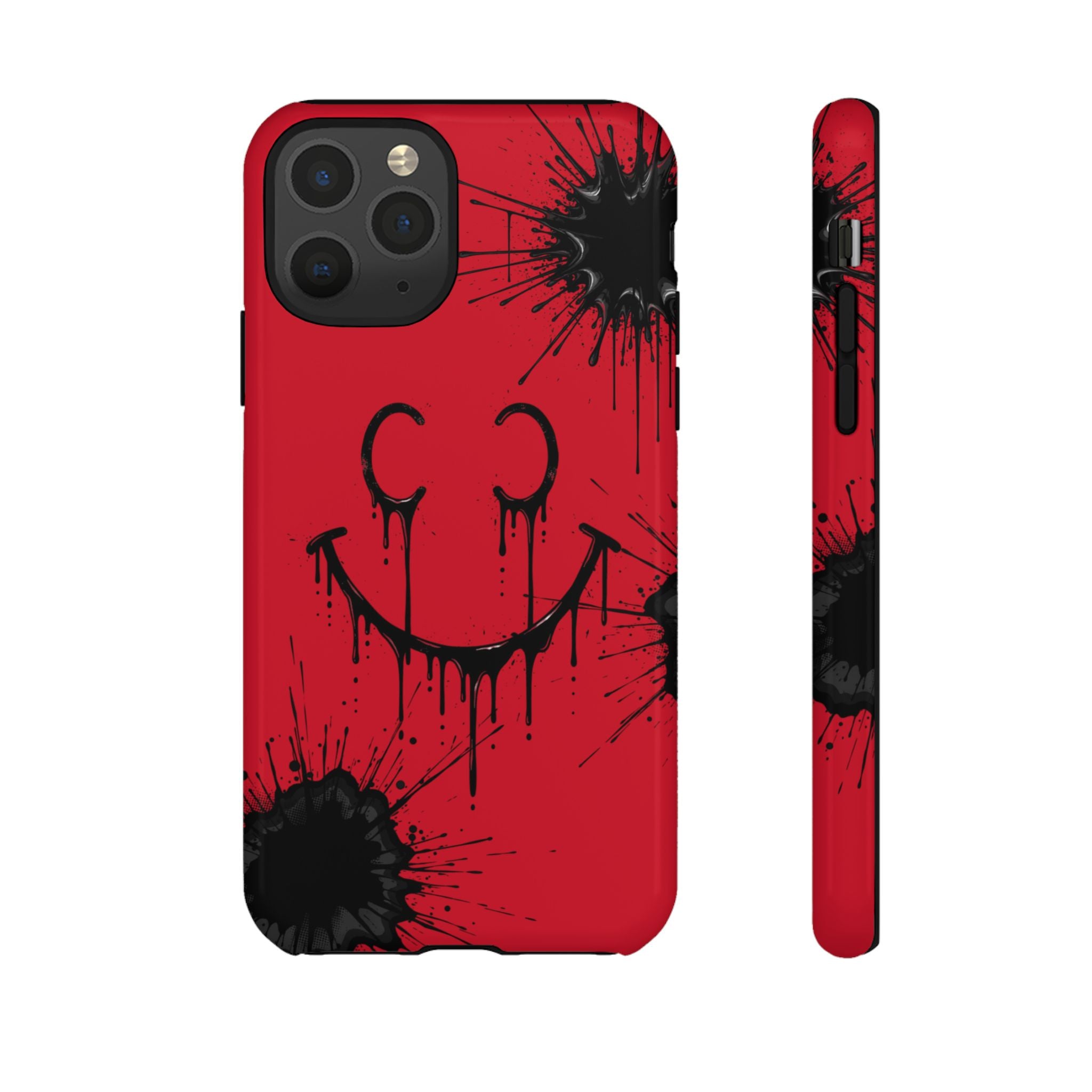 Protective Phone Case — Red Drip Smile Splatter Design