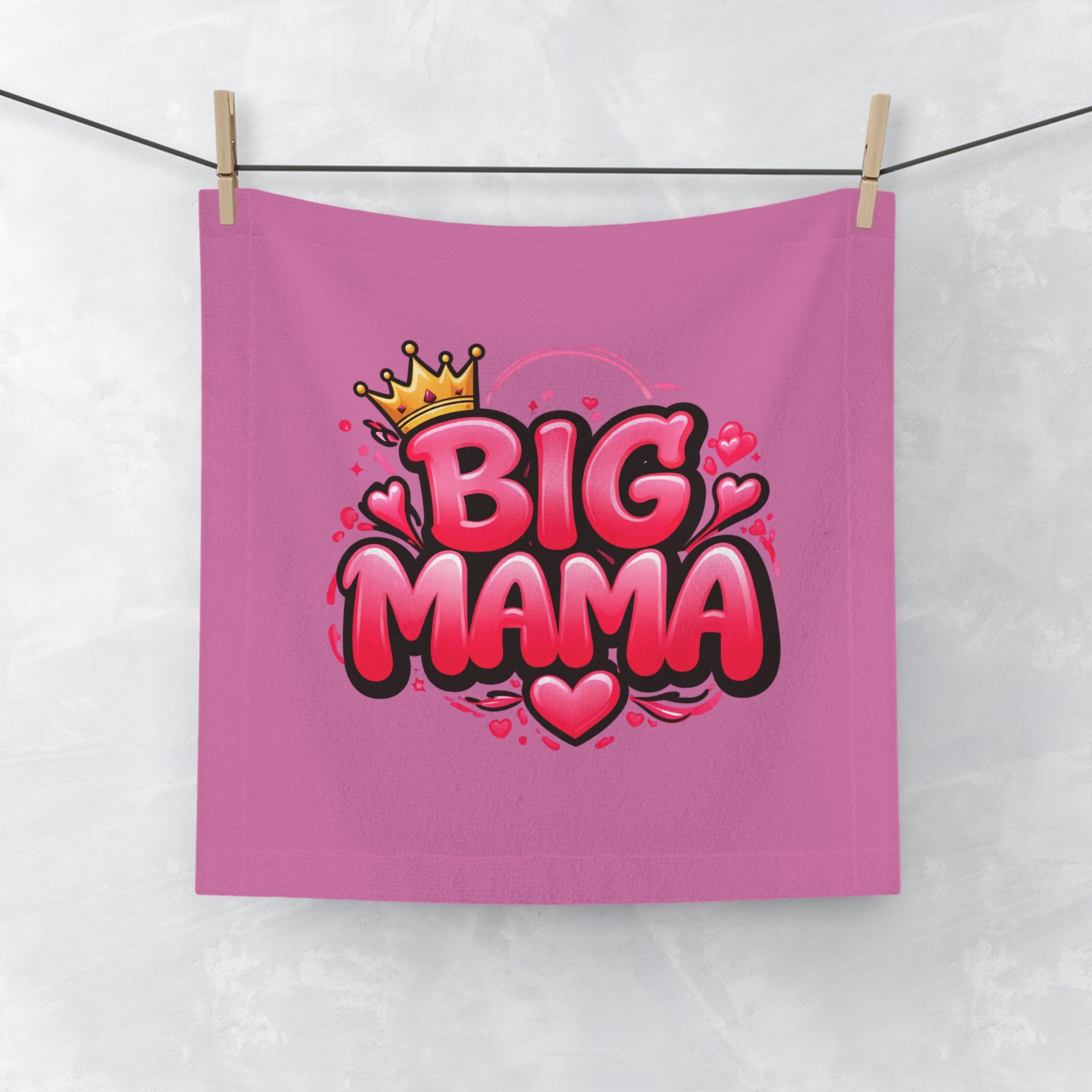 Big Mama Face Towel — Cute Crowned Typography Gift for Moms