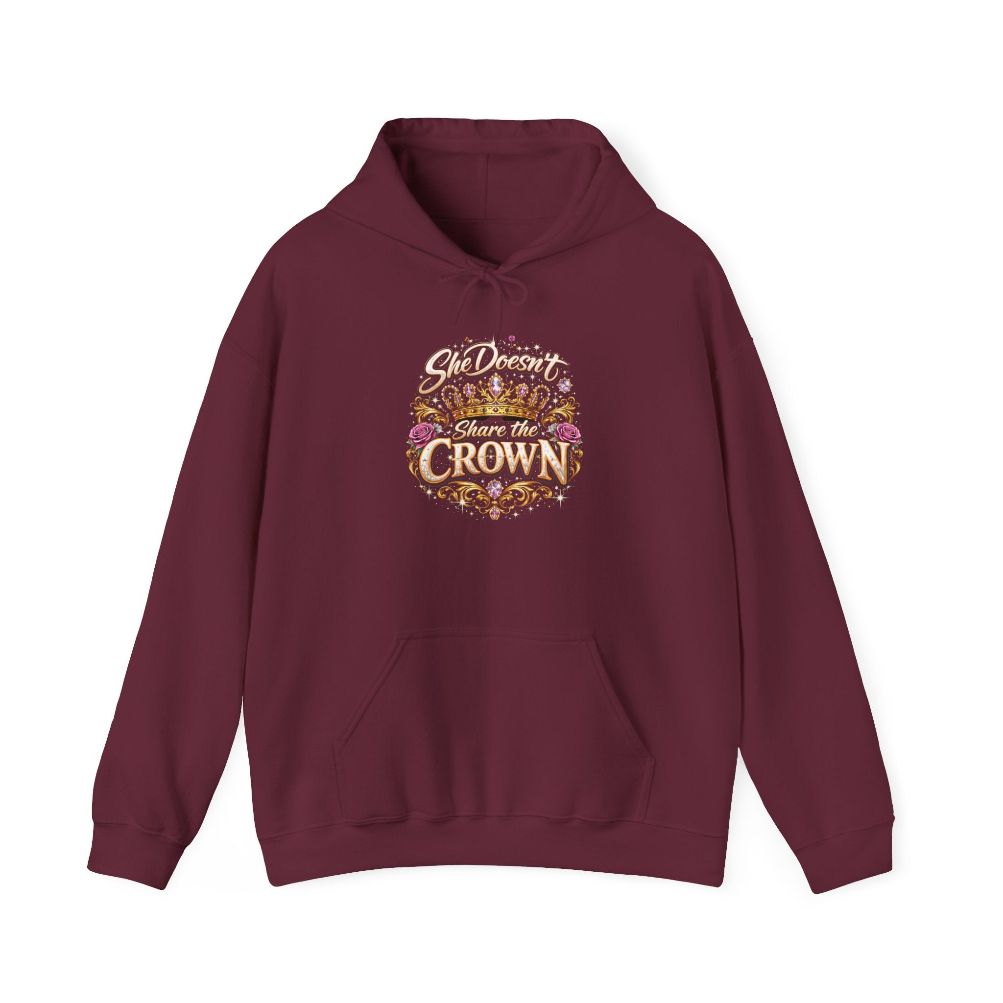 Hoodie — "She Doesn't Wear a Crown, She Wears It" Floral Empowerment Pullover