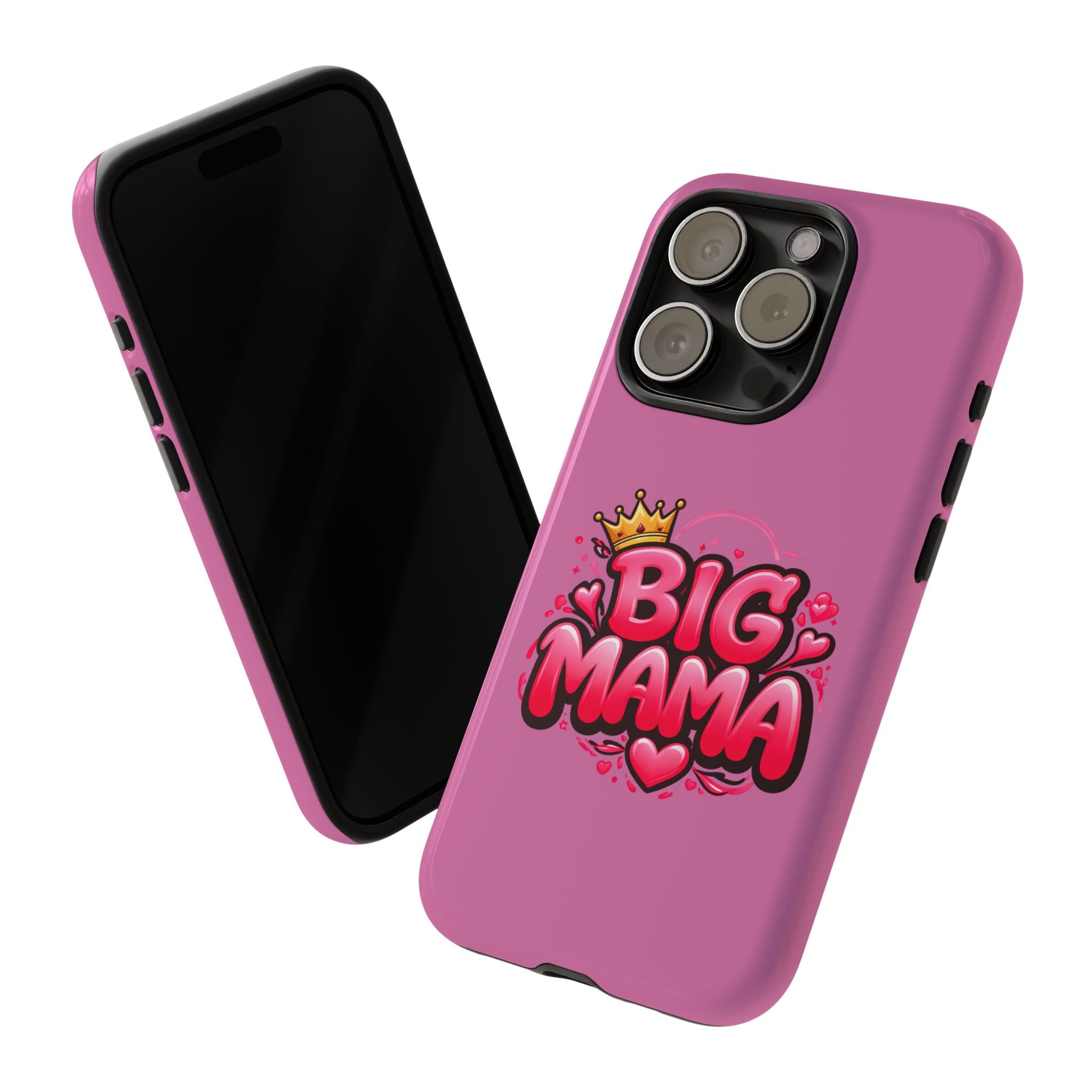Big Mama Pink Phone Case — Cute Crowned Heart Graphic Tough Case